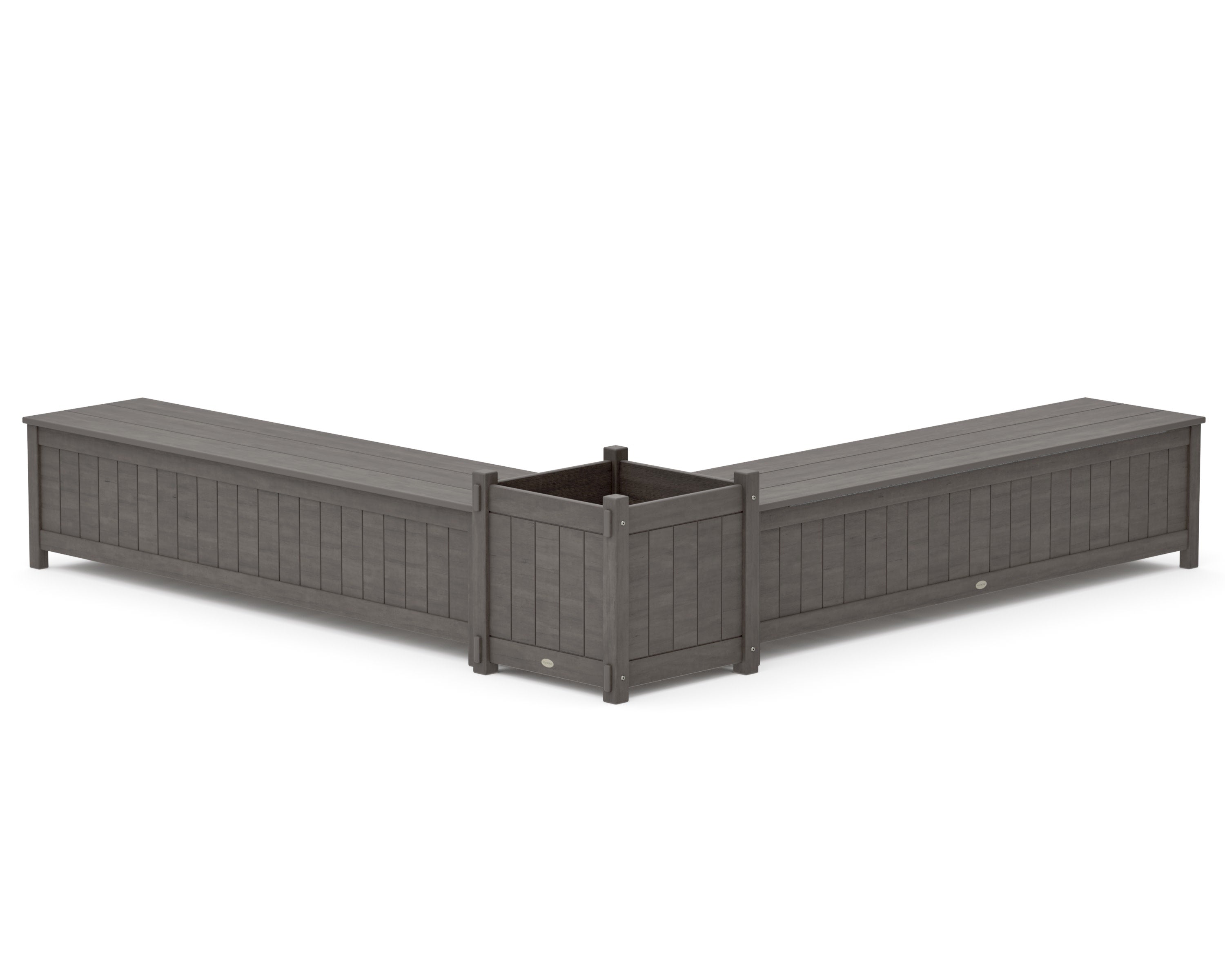 72" Vineyard L- Shaped Planter Storage Bench Set- Large in Driftwood