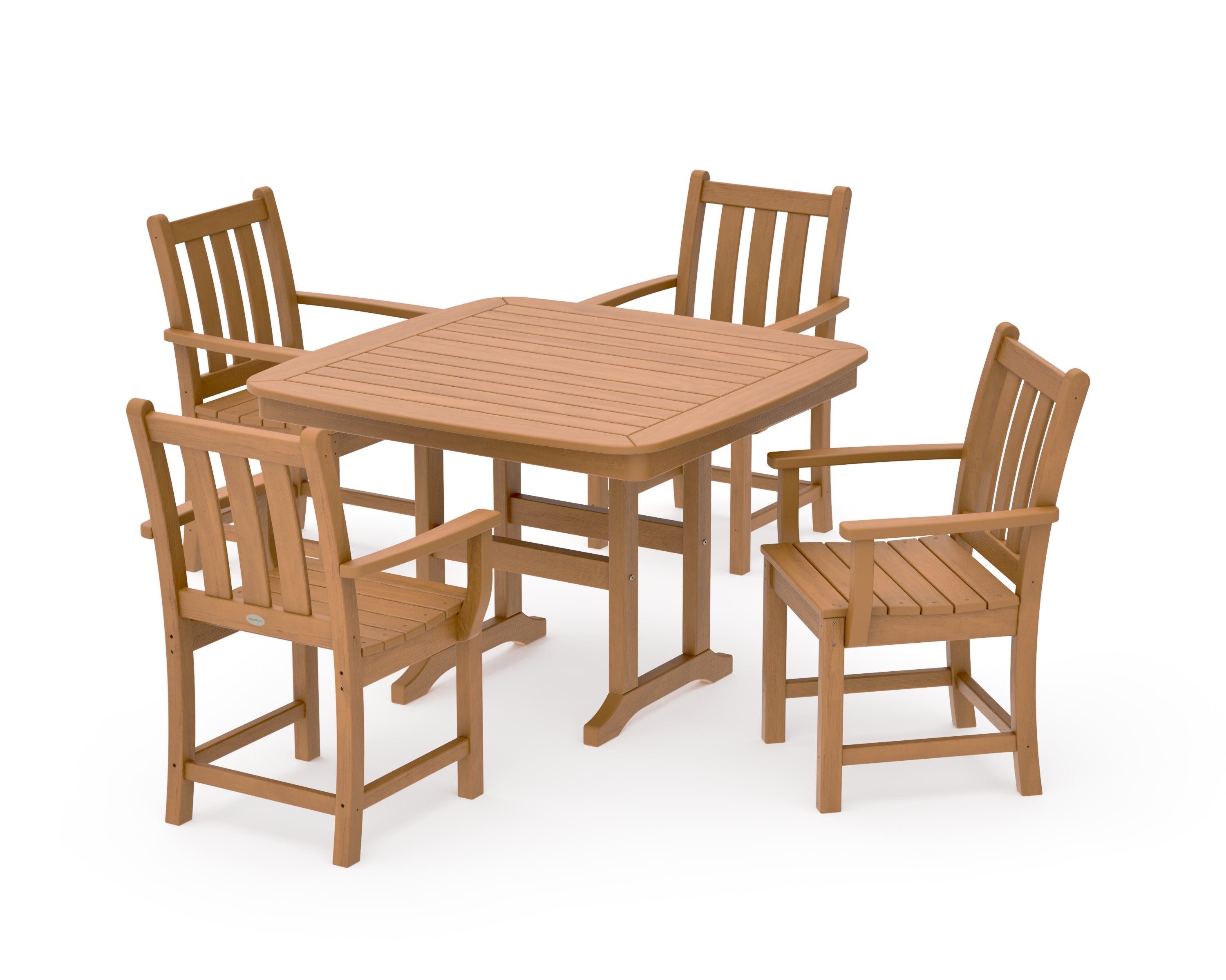 Traditional Garden 5-Piece Dining Set with Trestle Legs in Natural