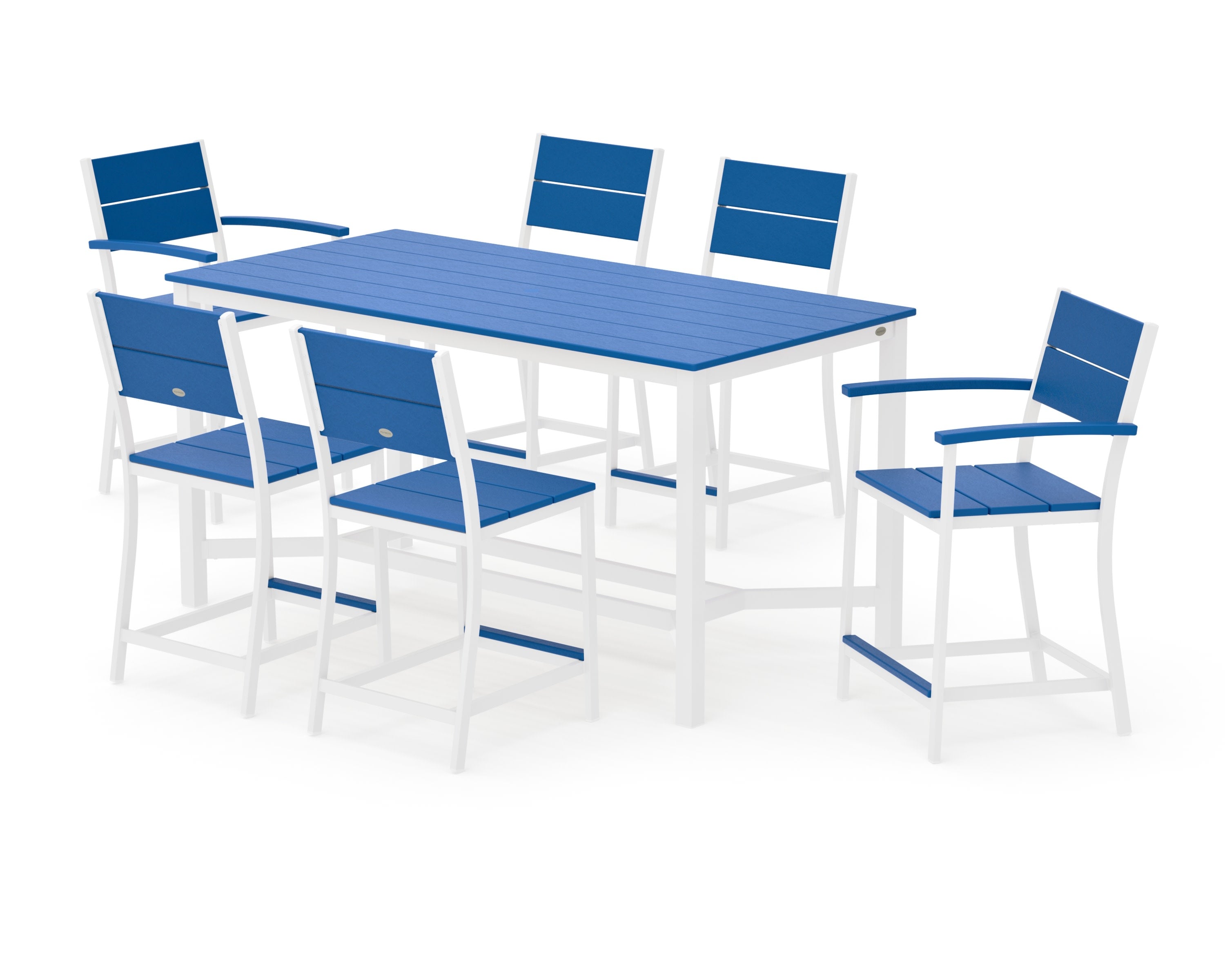 Main Street 7-Piece Counter Set in White / Pacific Blue