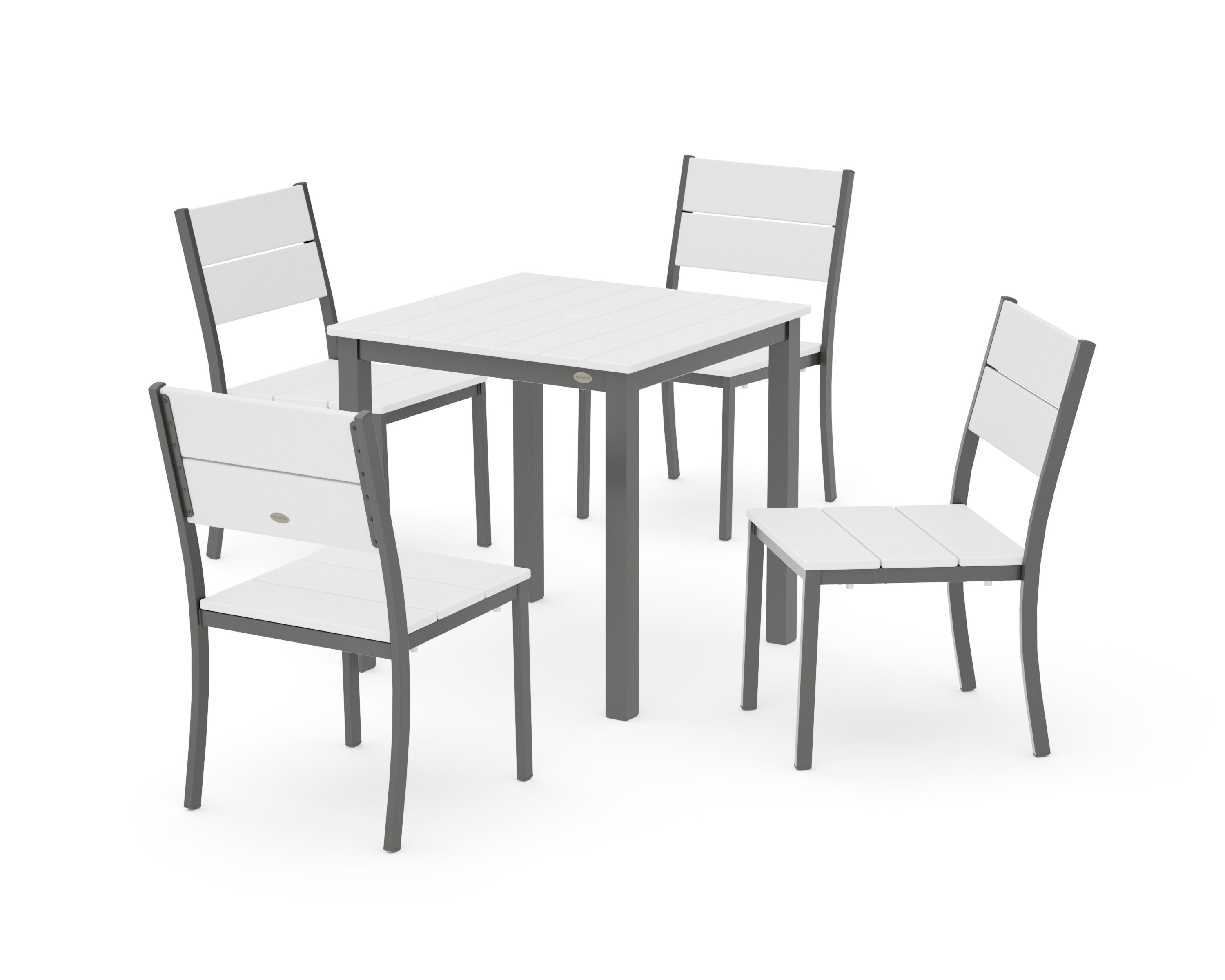Main Street 5-Piece Square Dining Set- Small in Charcoal / White