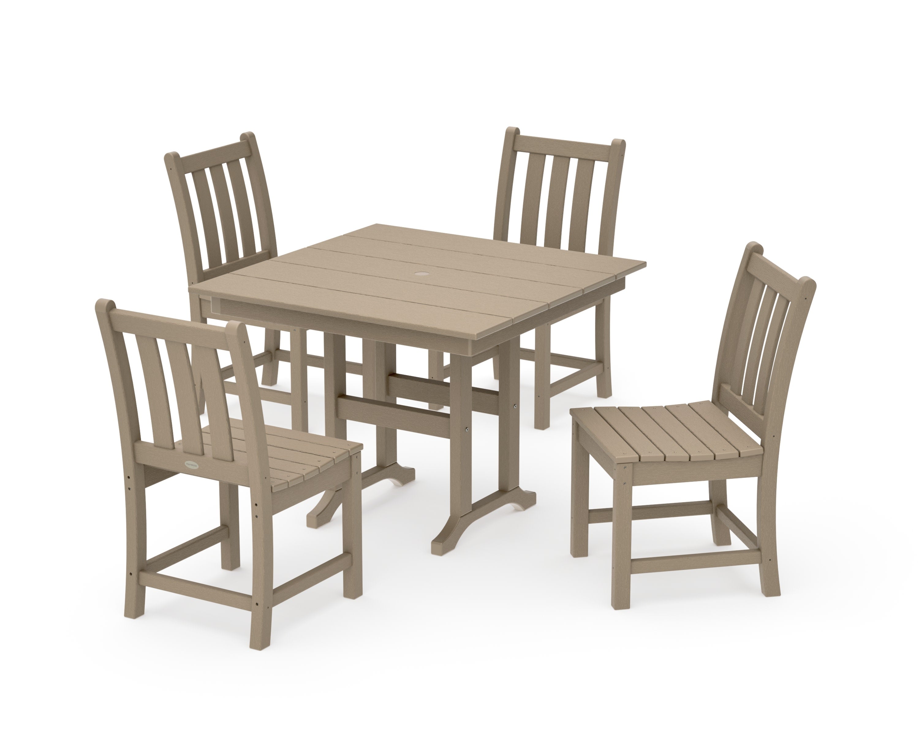 Traditional Garden Side Chair 5-Piece Farmhouse Dining Set in Vintage Sahara