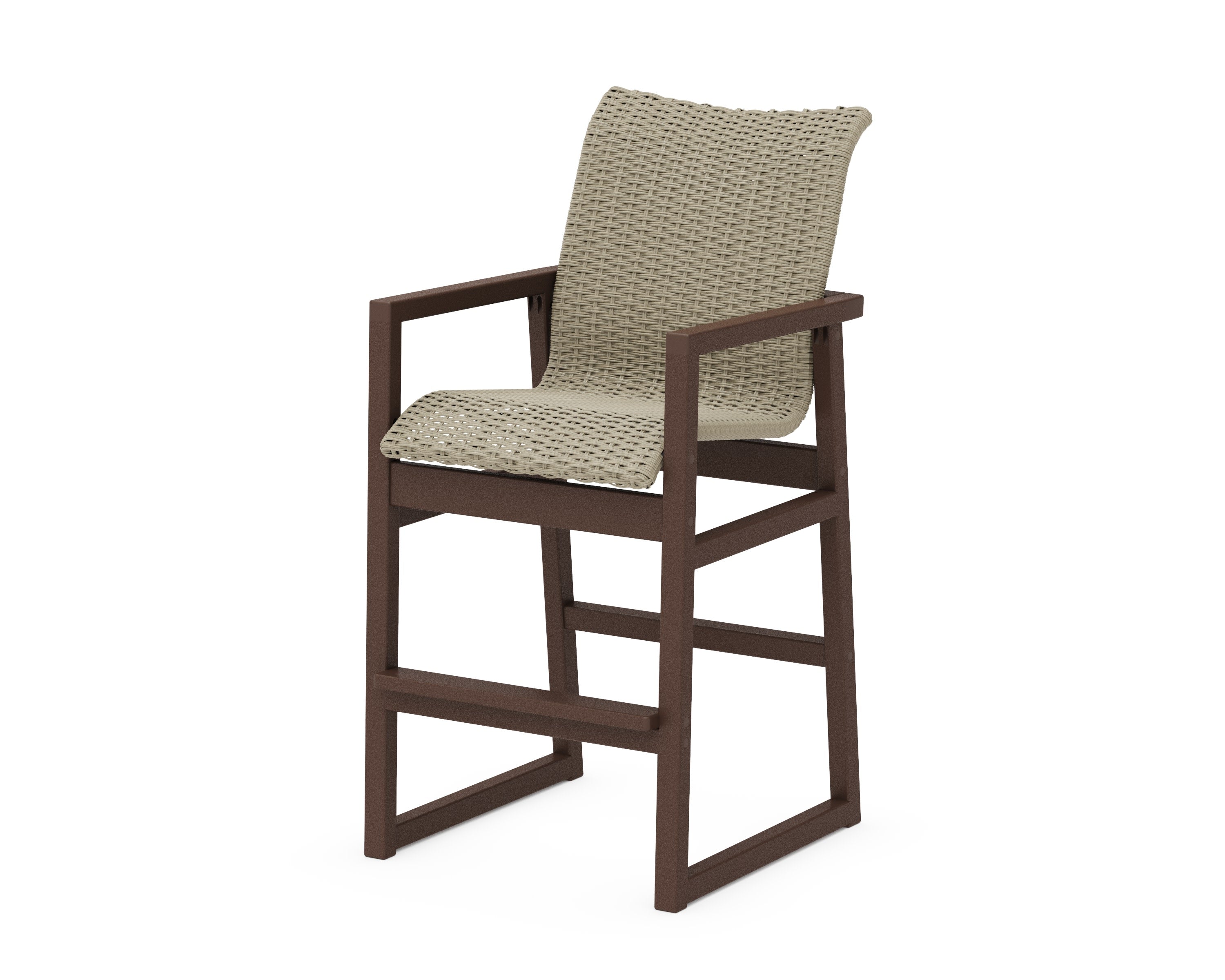 EDGE Woven Bar Arm Chair in Mahogany / Dune Grass