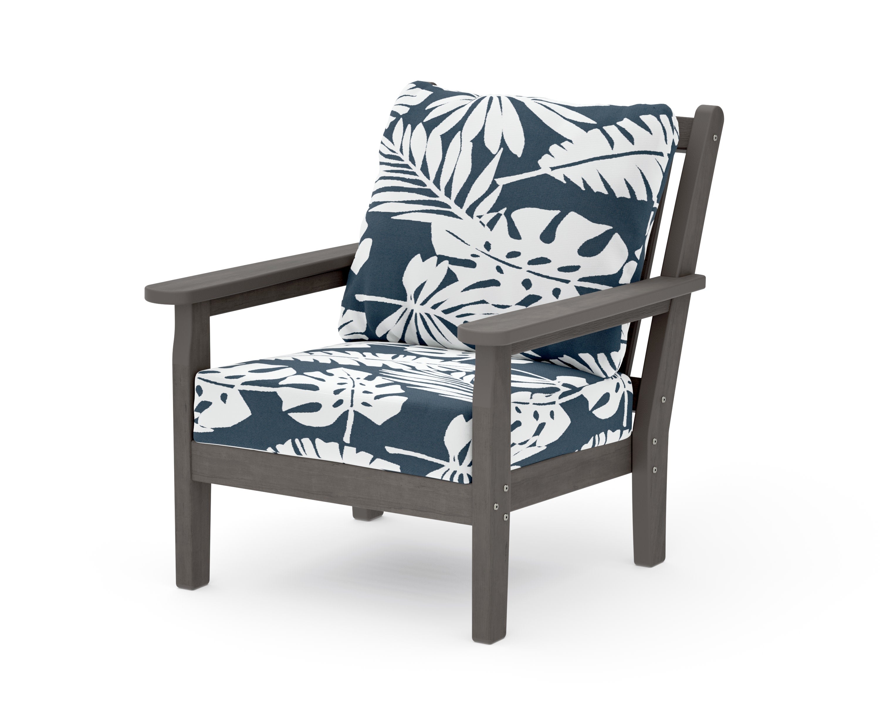 Chippendale Deep Seating Chair in Driftwood / Leaf Marine Indigo