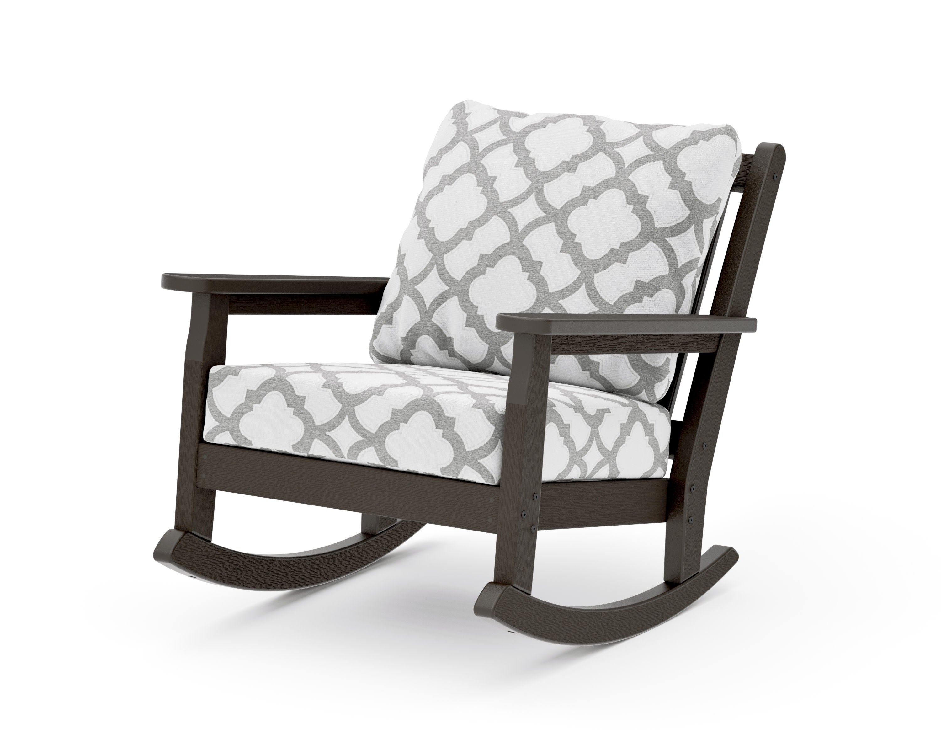 Chippendale Deep Seating Rocking Chair in Vintage Coffee / Trellis Grey Mist