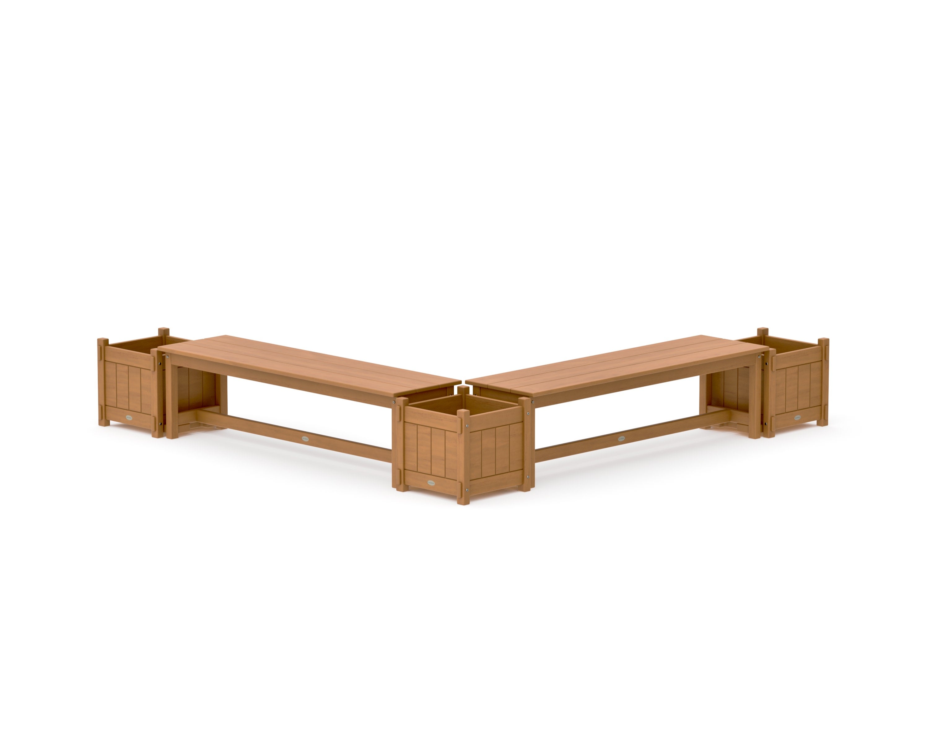 60" Vineyard L- Shaped Planter Bench Corner Set in Natural