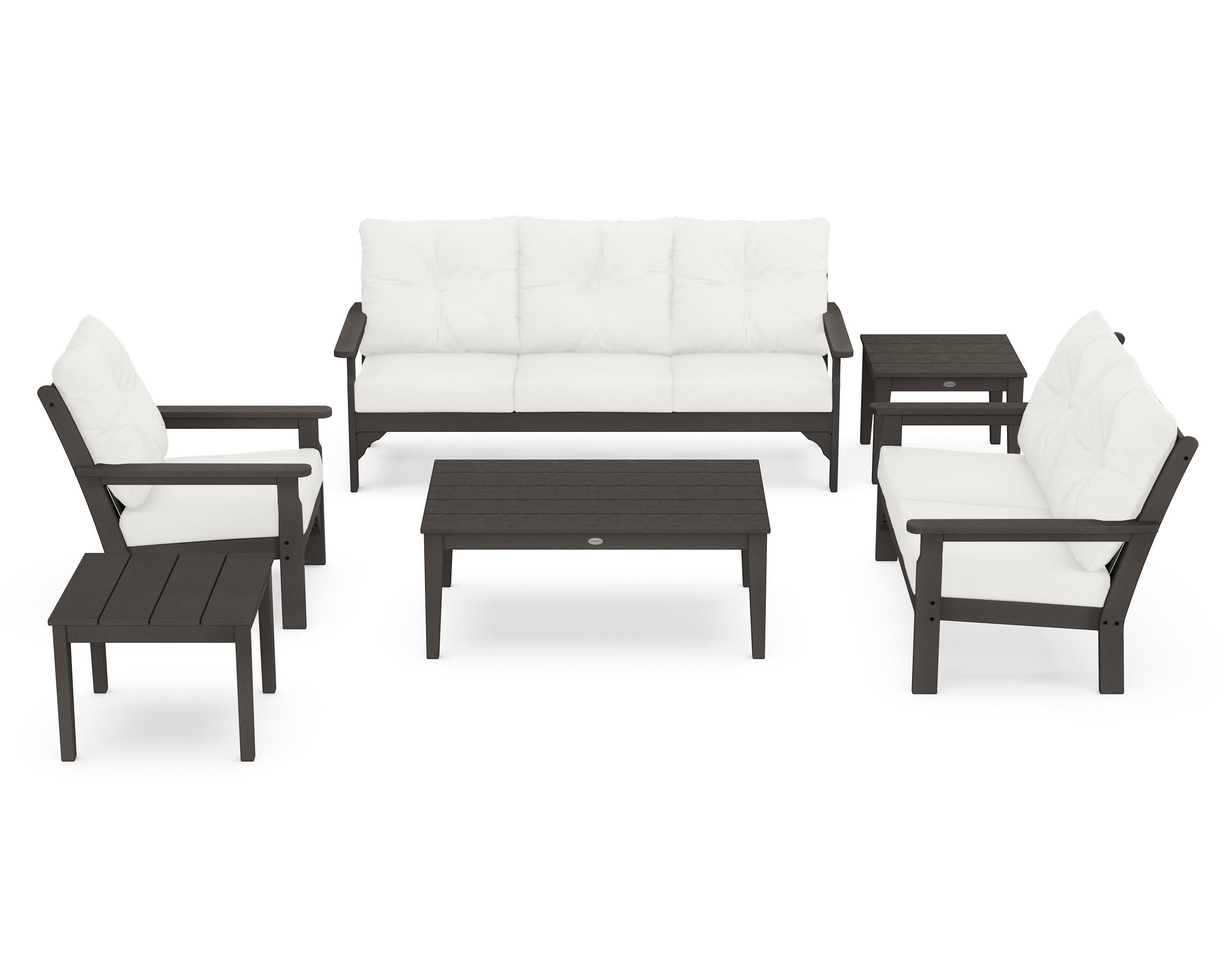 Vineyard 6-Piece Deep Seating Set in Vintage Coffee / Natural Linen