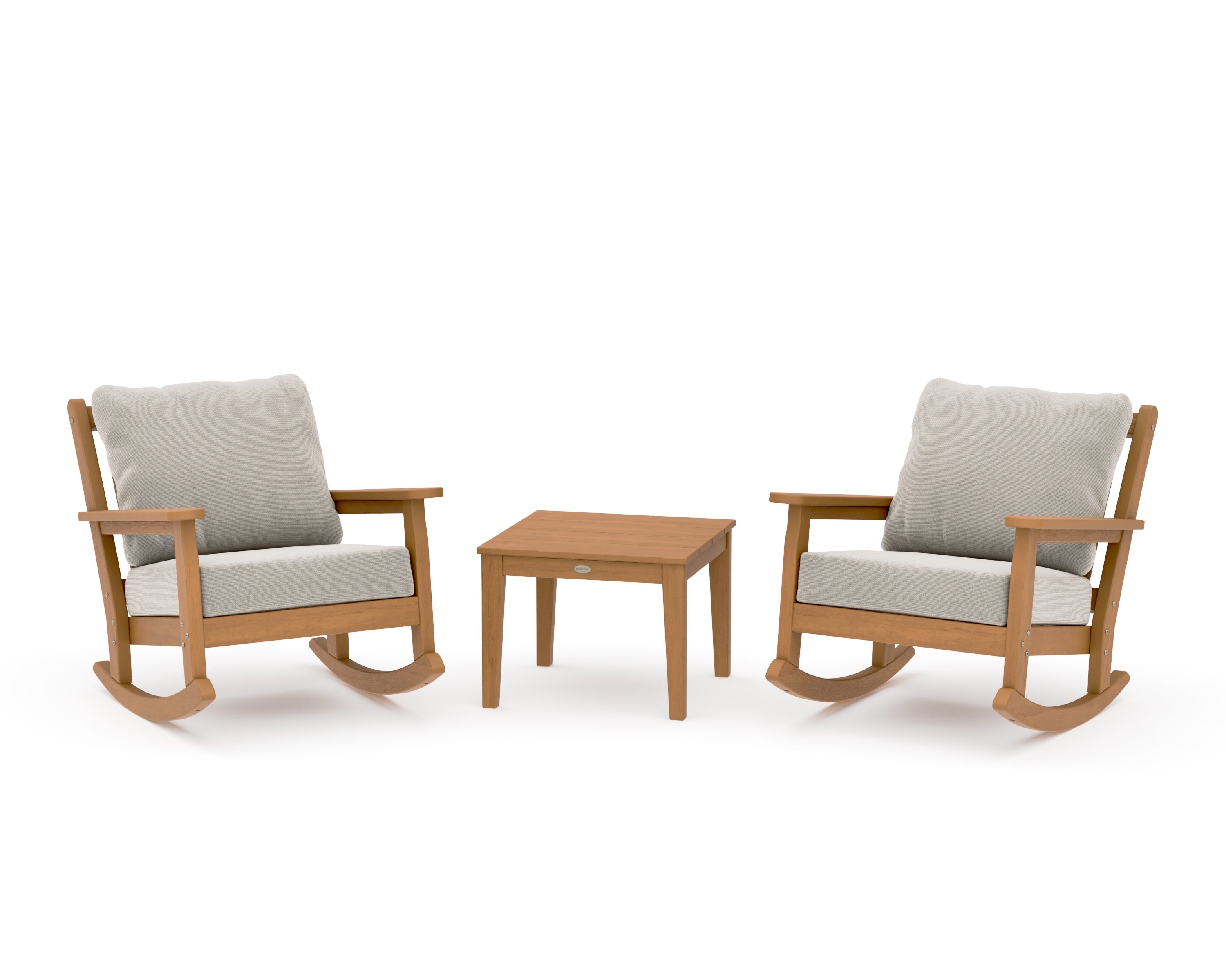Chippendale 3-Piece Deep Seating Rocker Set in Natural / Dune Burlap