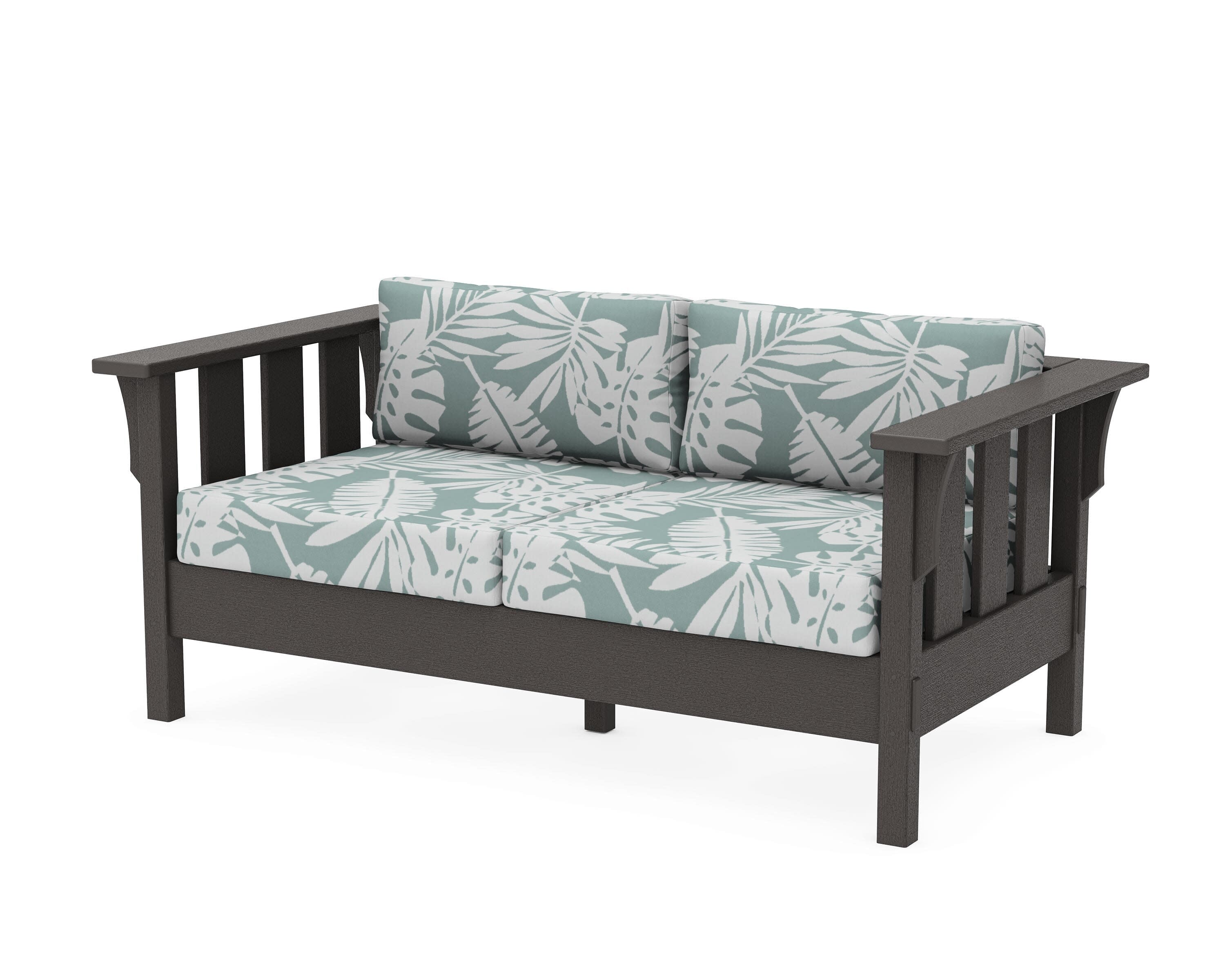 Acadia Deep Seating Loveseat in Vintage Coffee / Leaf Glacier Spa