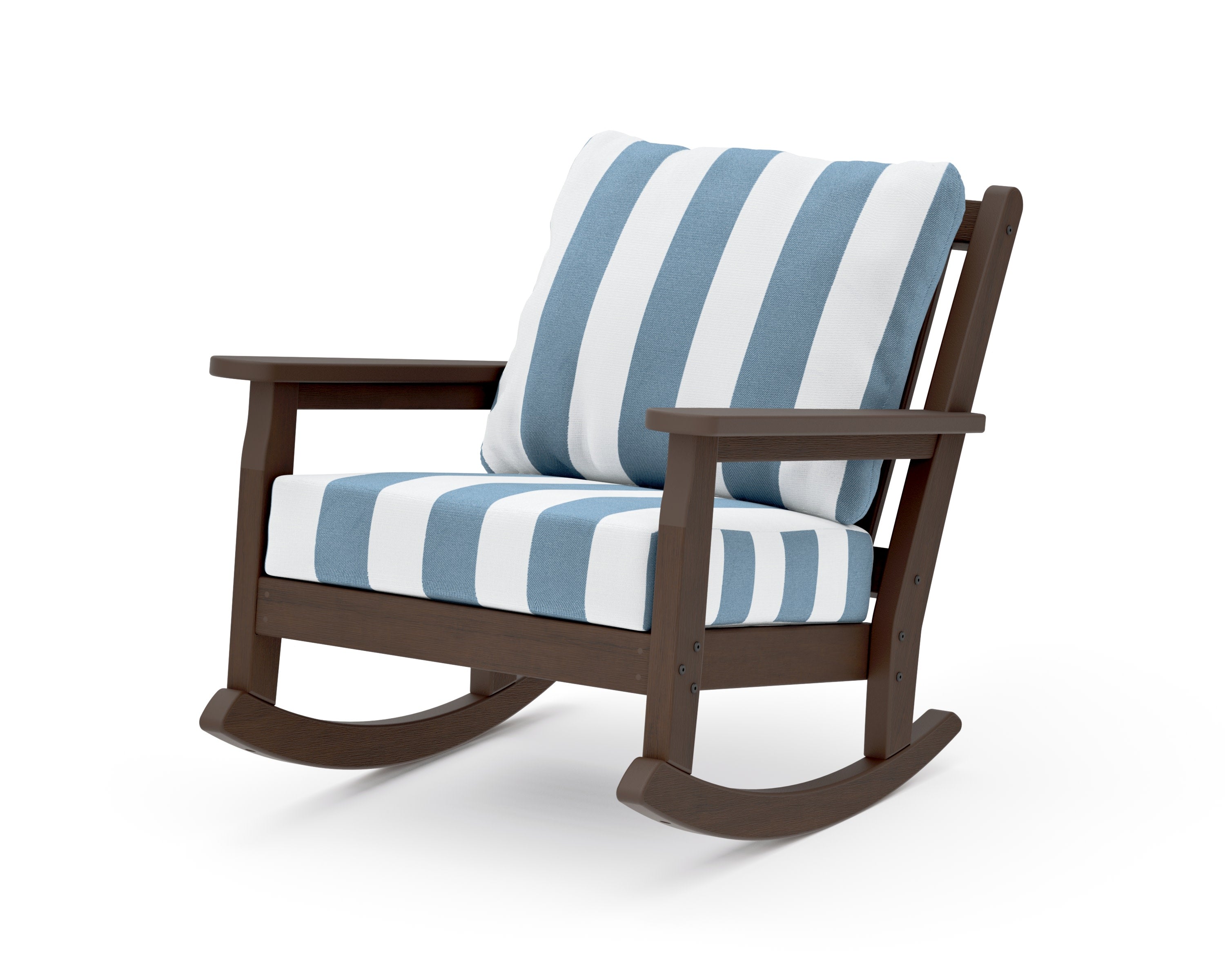 Chippendale Deep Seating Rocking Chair in Kona / Cabana Stripe Sky Blue