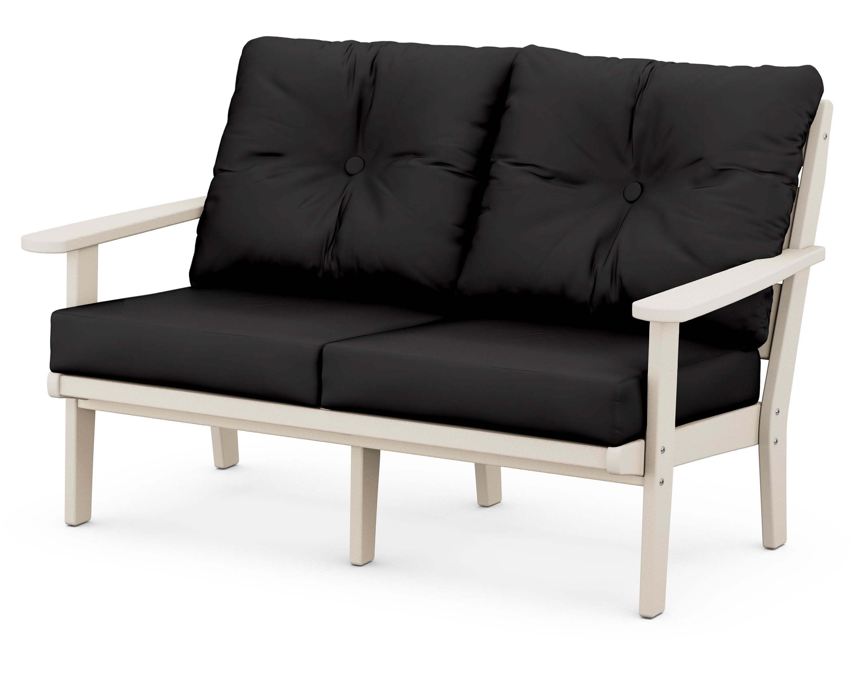Lakeside Deep Seating Loveseat in Sand / Canvas Black
