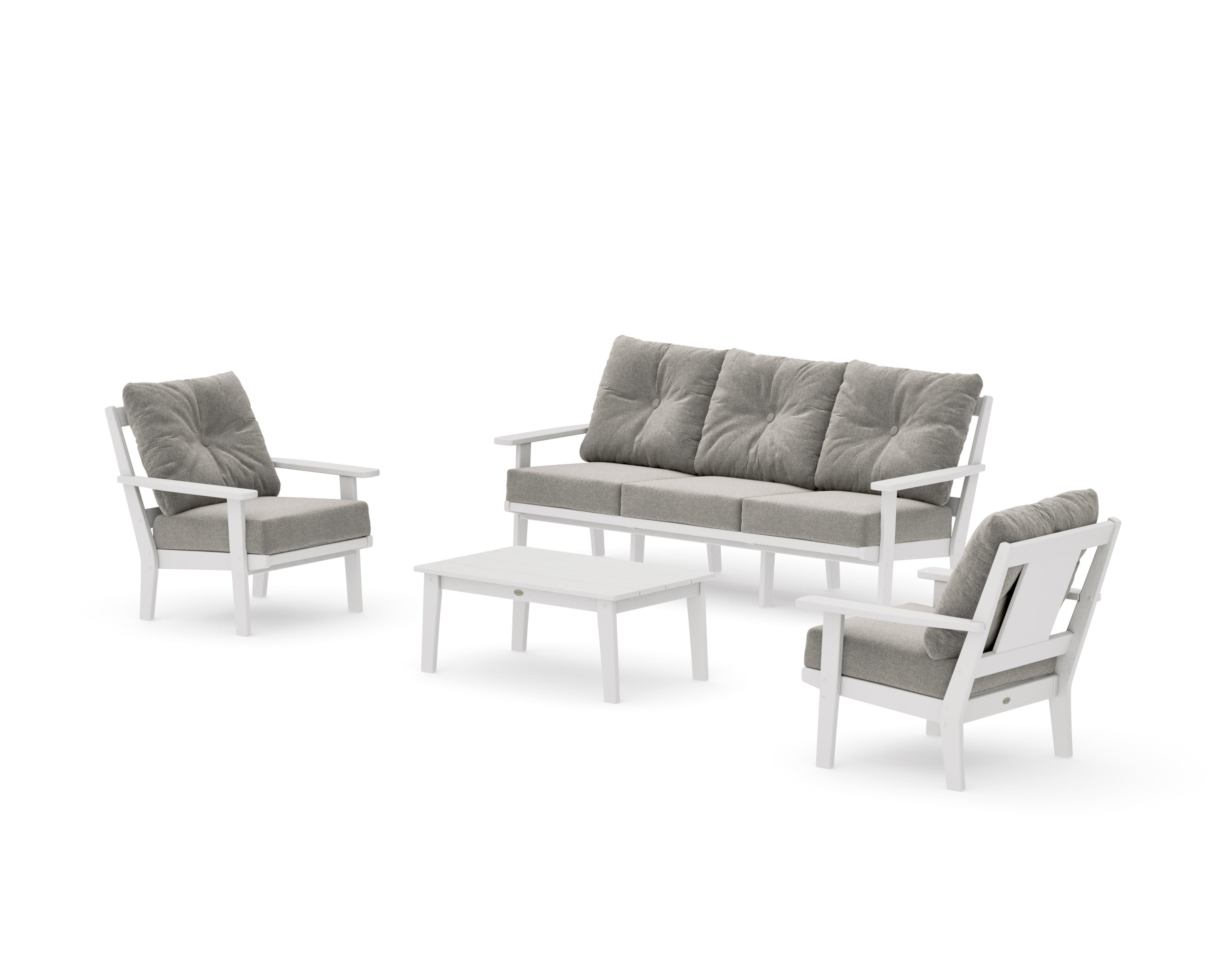 Prairie 4-Piece Deep Seating Set with Sofa in Vintage White / Weathered Tweed