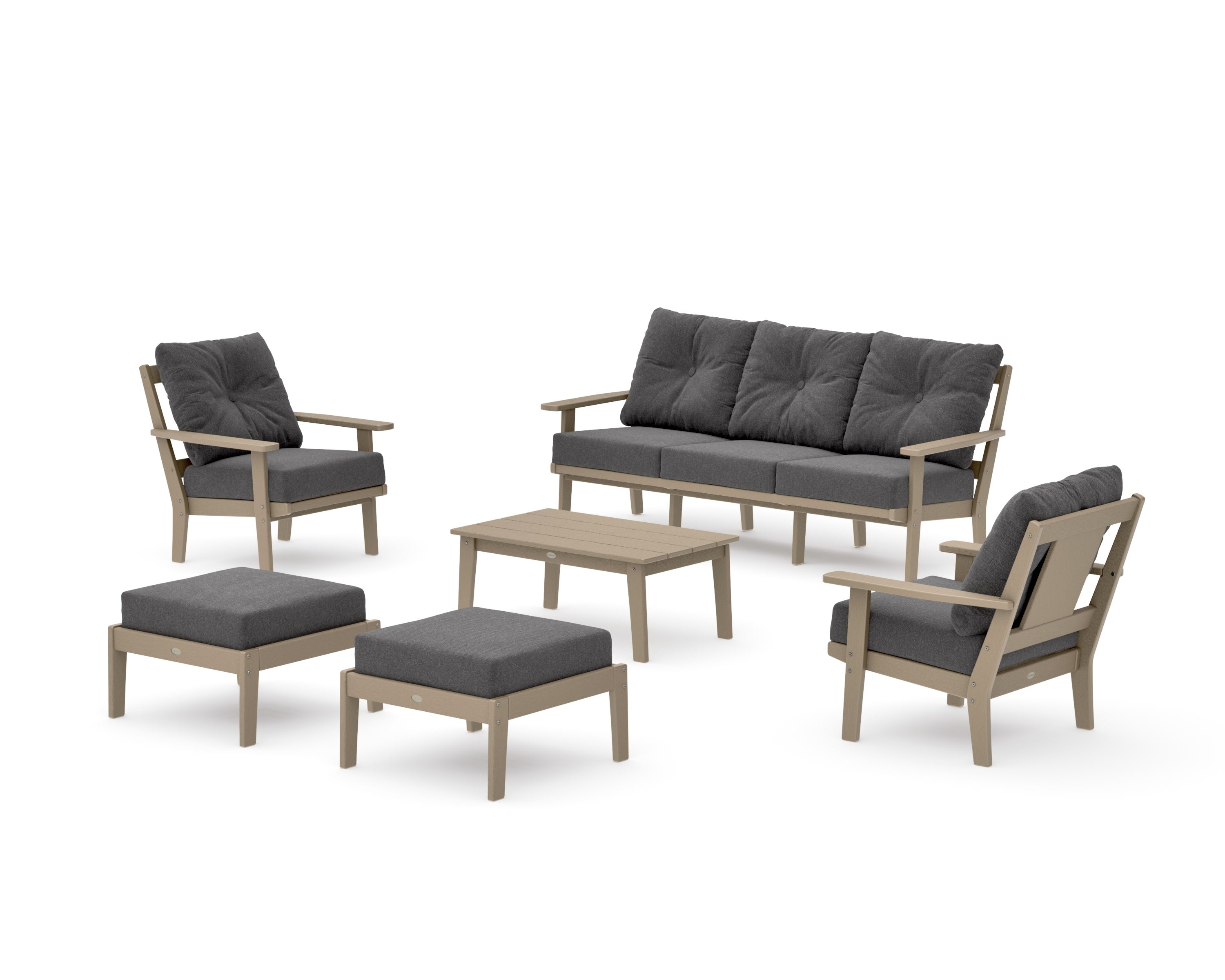 Prairie 6-Piece Lounge Sofa Set in Vintage Sahara / Ash Charcoal