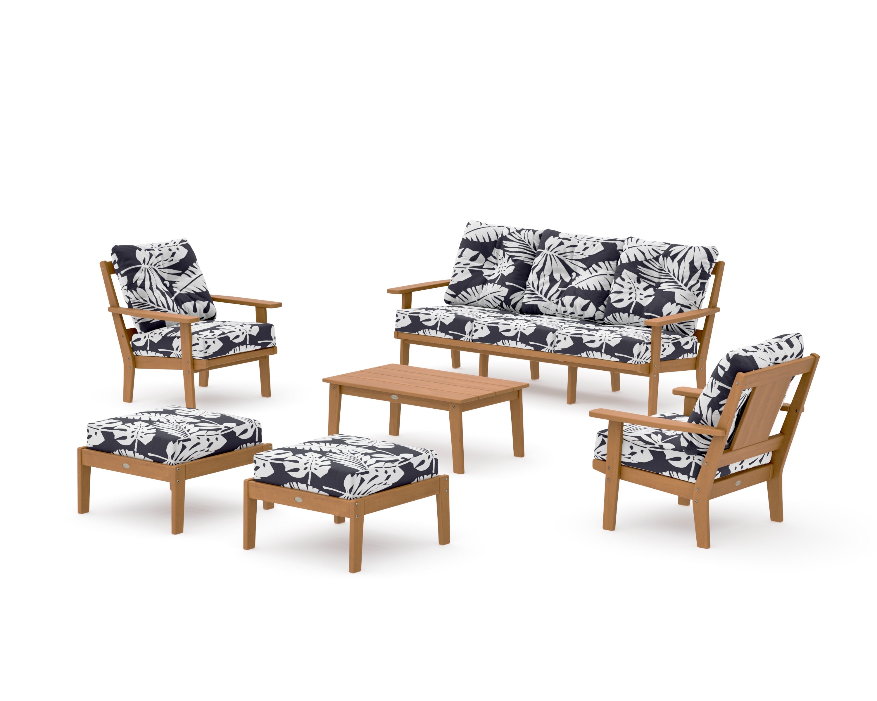 Prairie 6-Piece Lounge Sofa Set in Natural / Leaf Navy