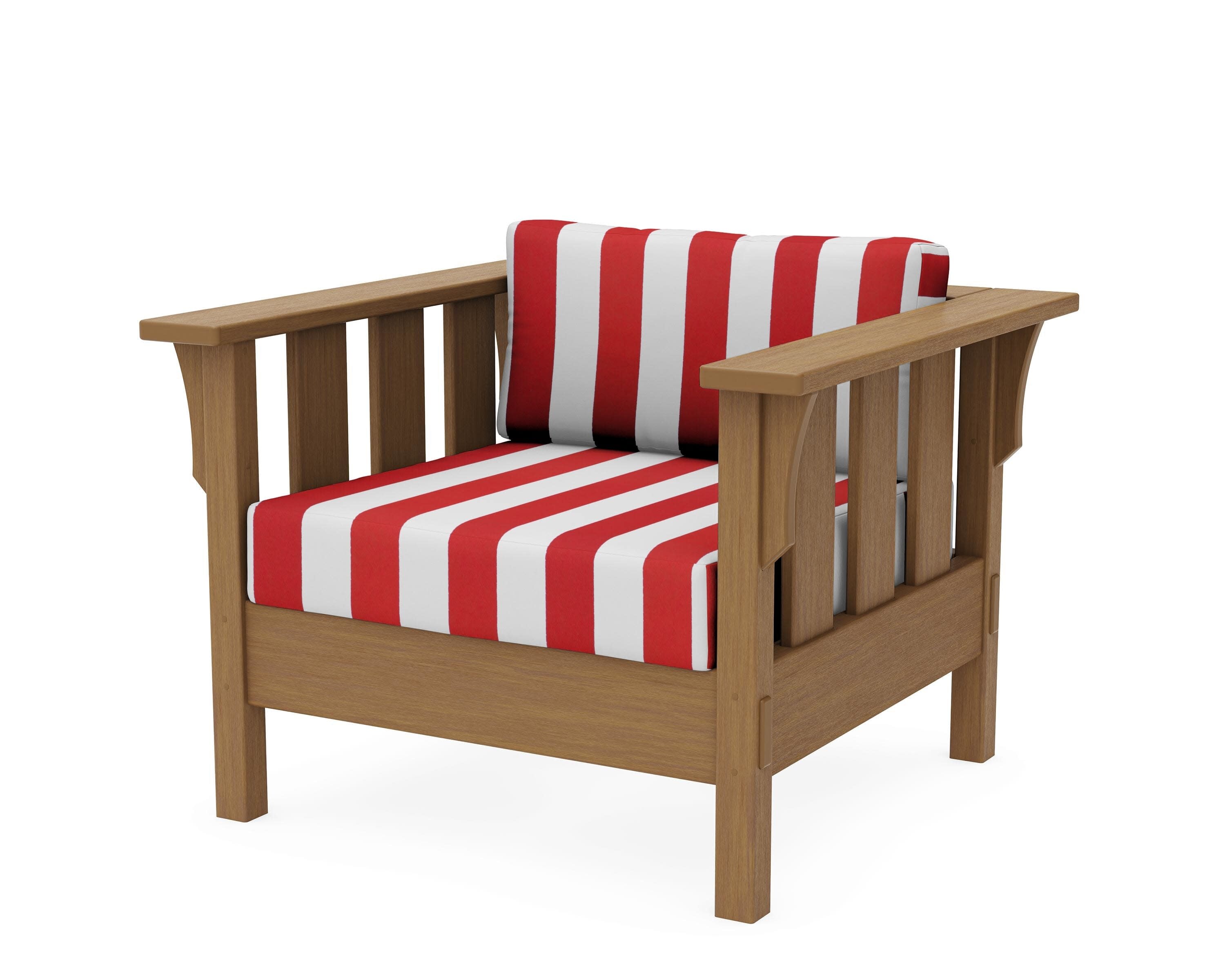 Acadia Deep Seating Chair in Natural / Cabana Stripe Crimson