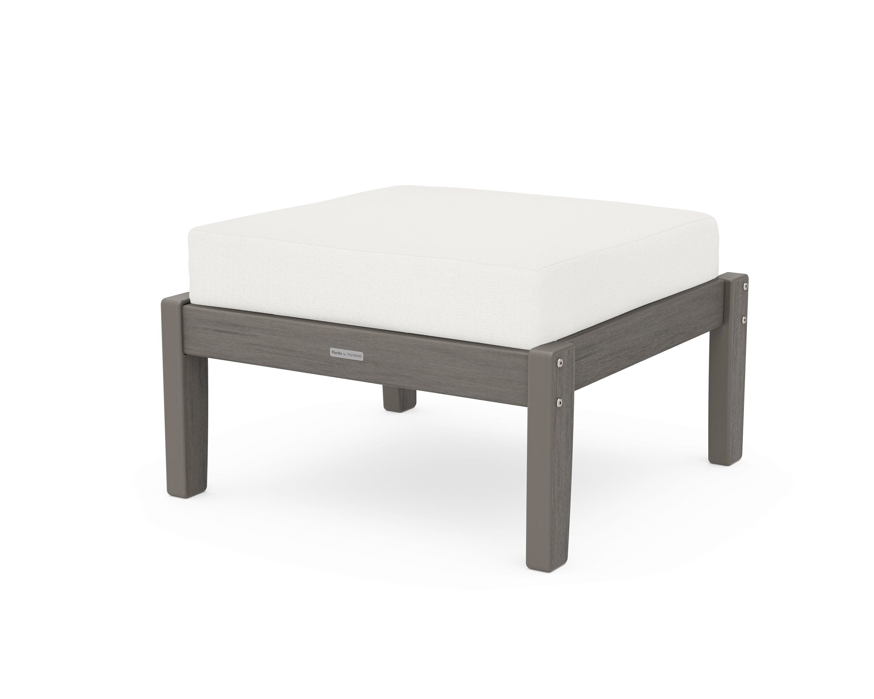 Chinoiserie Deep Seating Ottoman in Driftwood / Natural Linen
