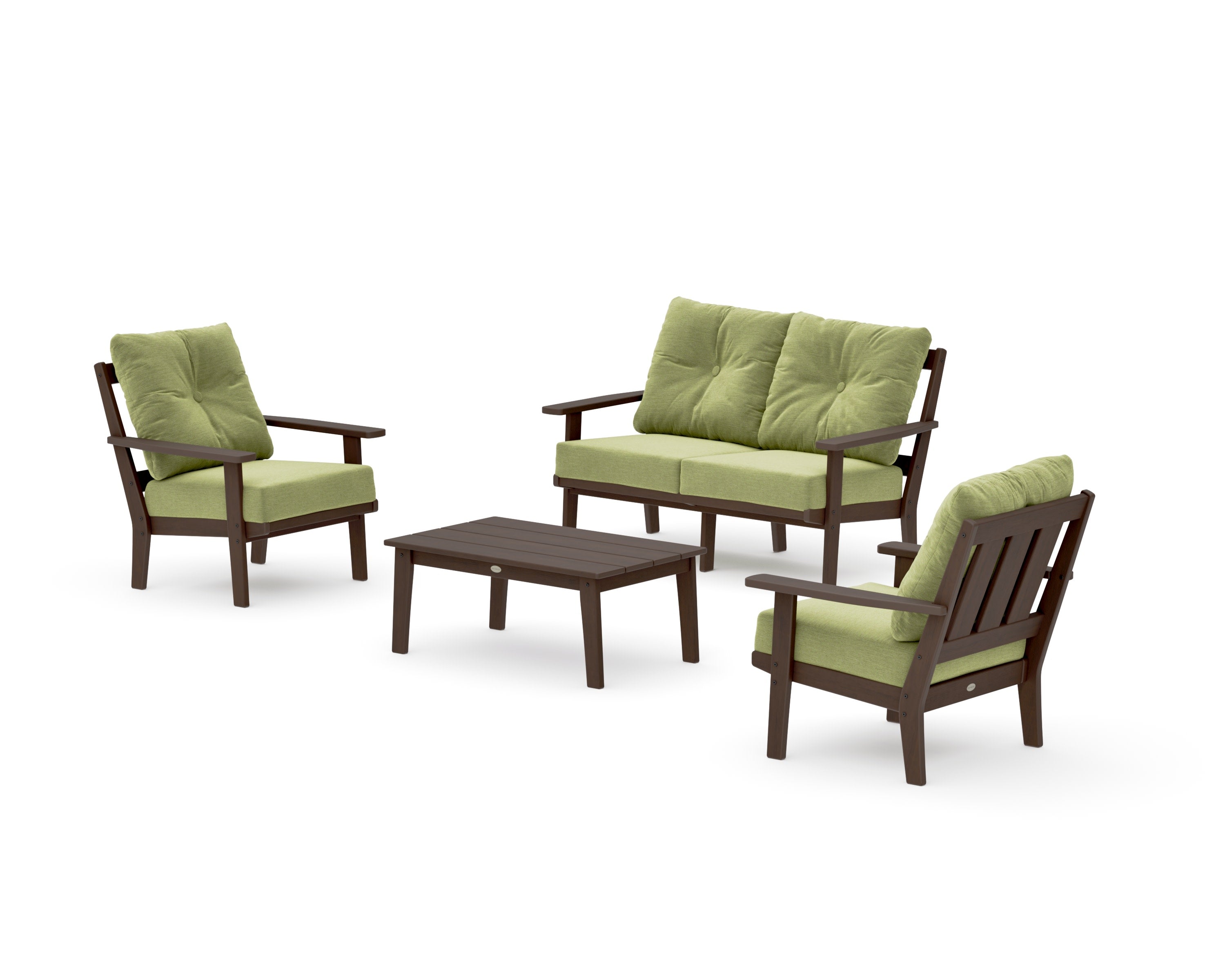 Oxford 4-Piece Deep Seating Set with Loveseat in Kona / Chartreuse Boucle