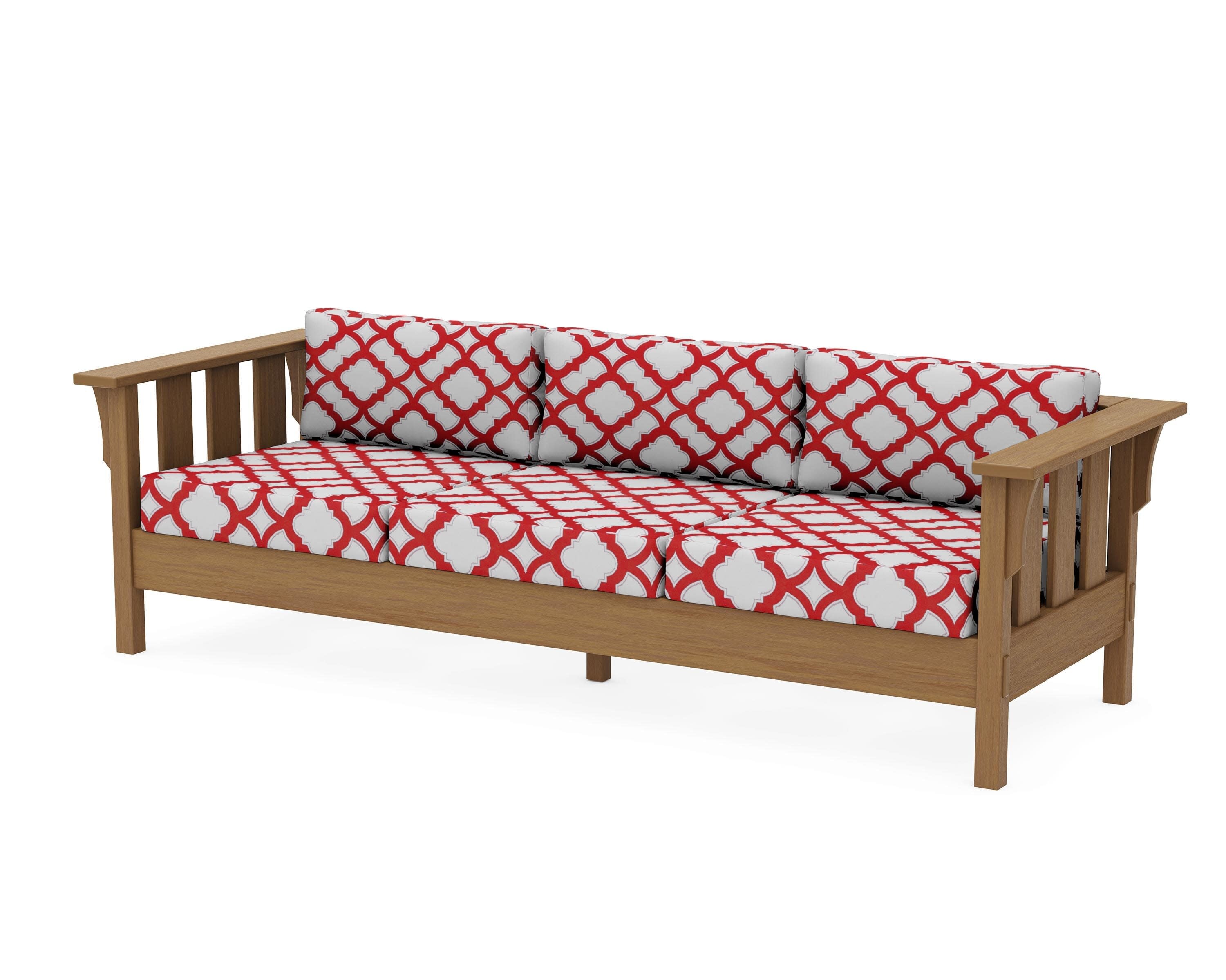 Acadia Deep Seating Sofa in Natural / Trellis Crimson