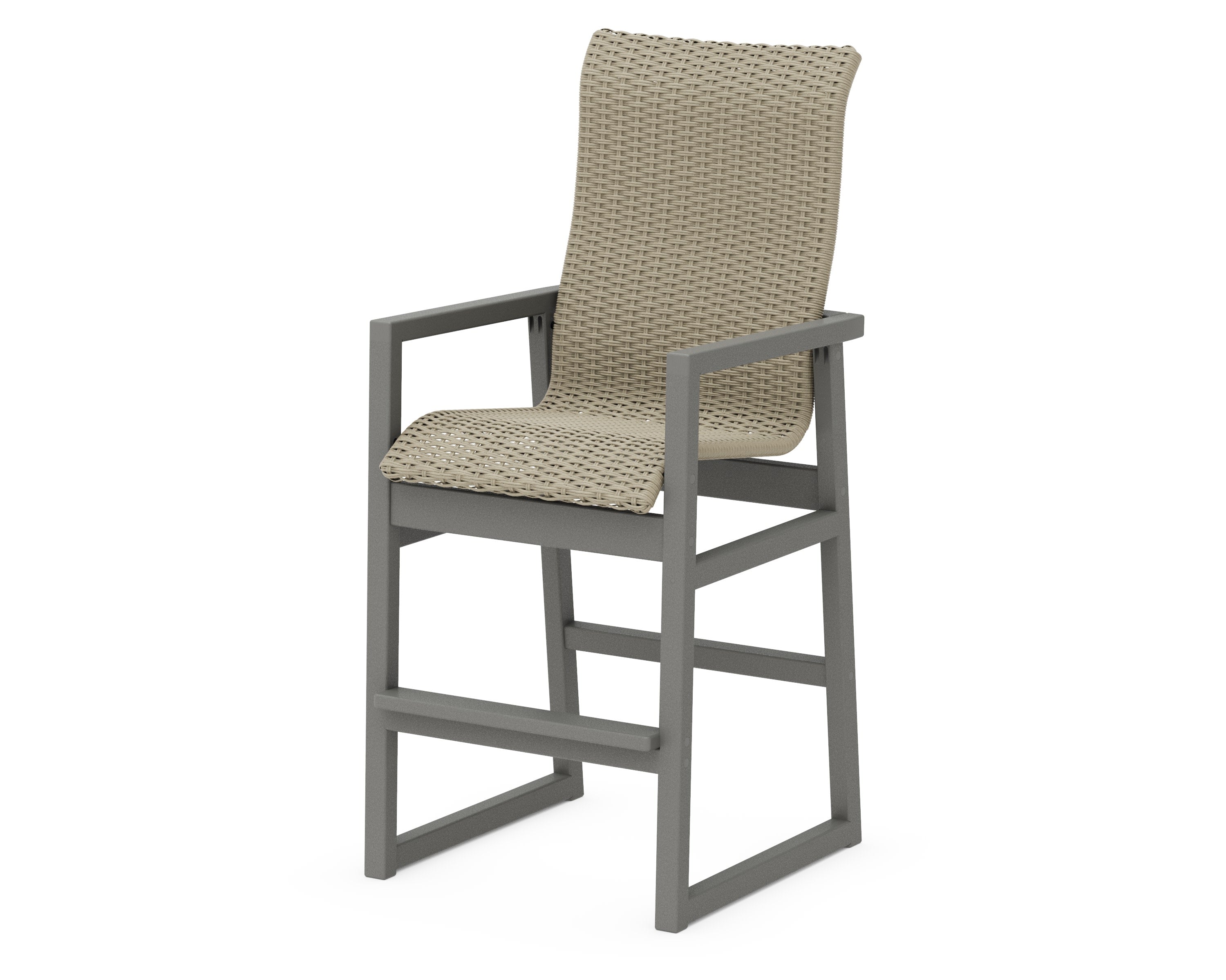 EDGE Woven High-Back Bar Arm Chair in Slate Grey / Dune Grass