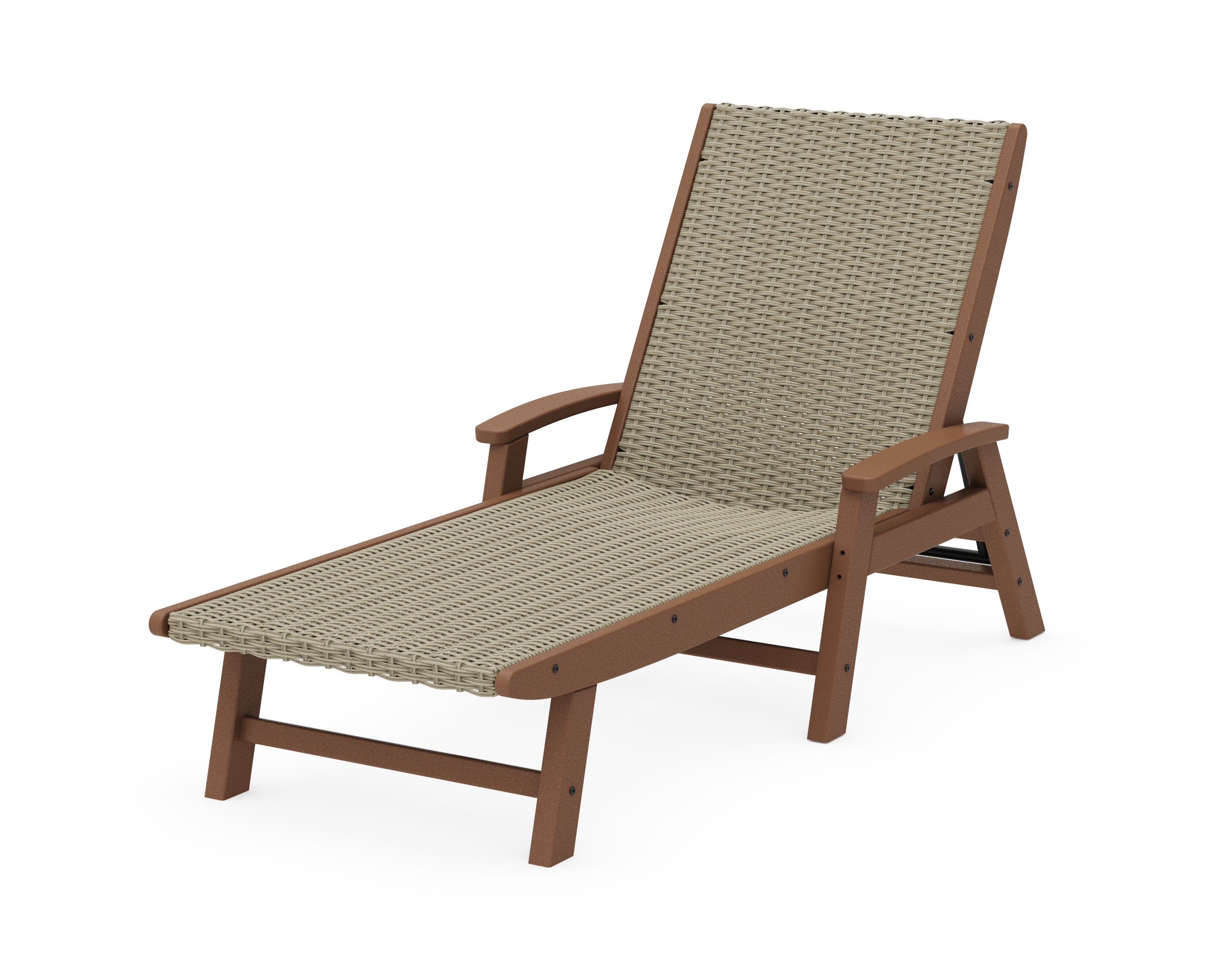Coastal Woven Chaise with Arms in Teak / Dune Grass