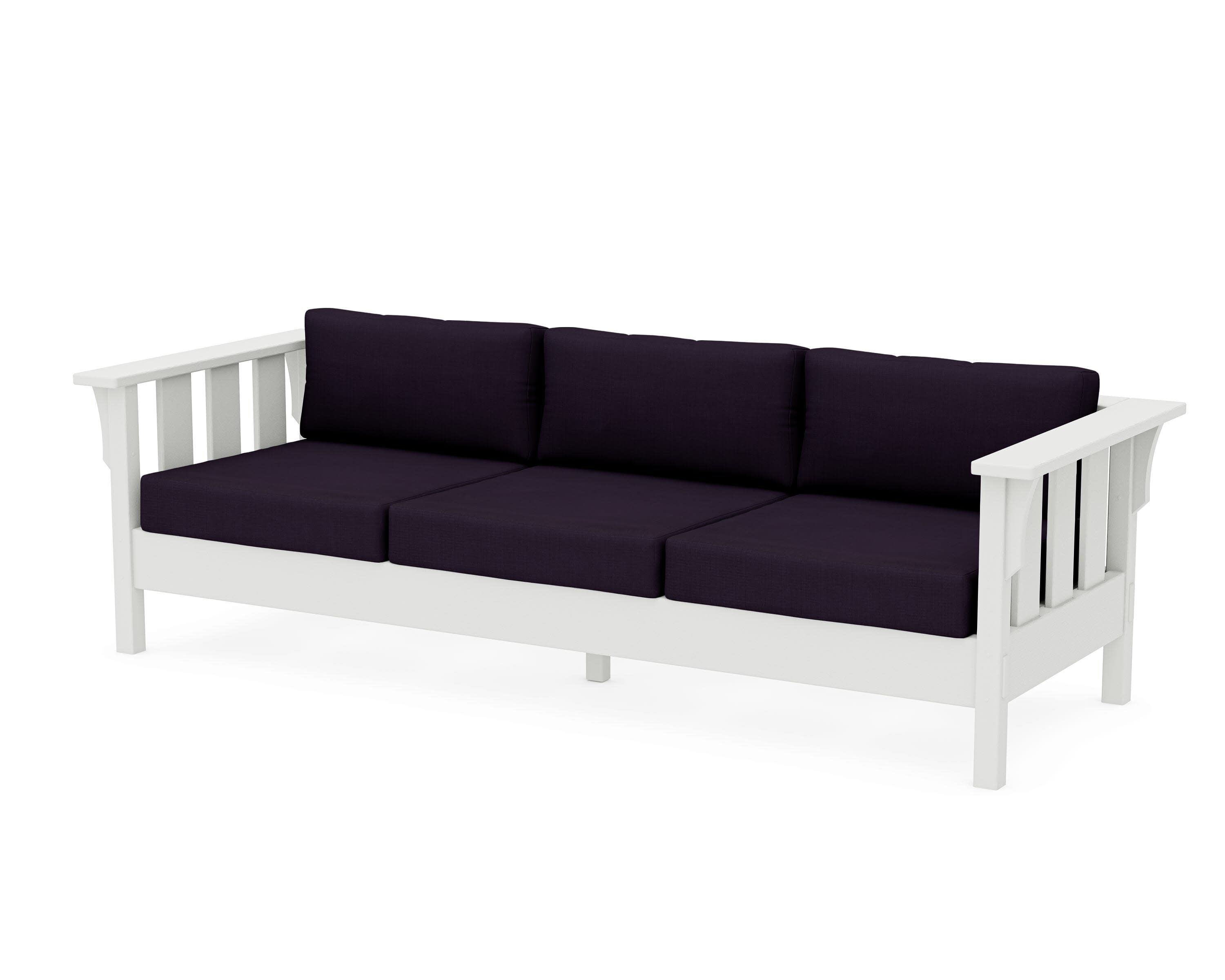 Acadia Deep Seating Sofa in Vintage White / Navy Linen