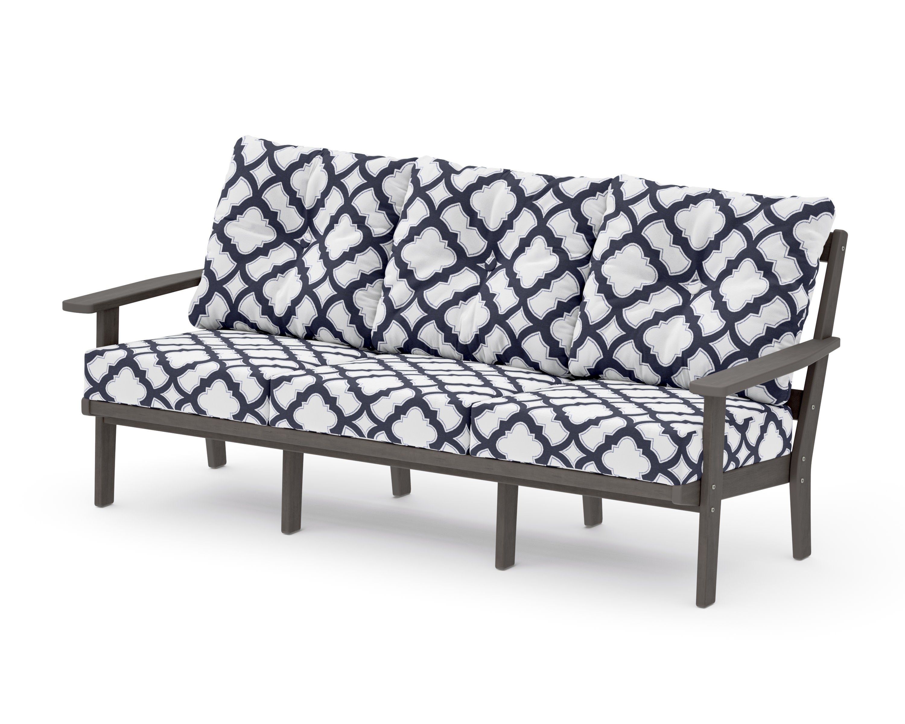 PrairieDeep Seating Sofa in Driftwood / Trellis Navy