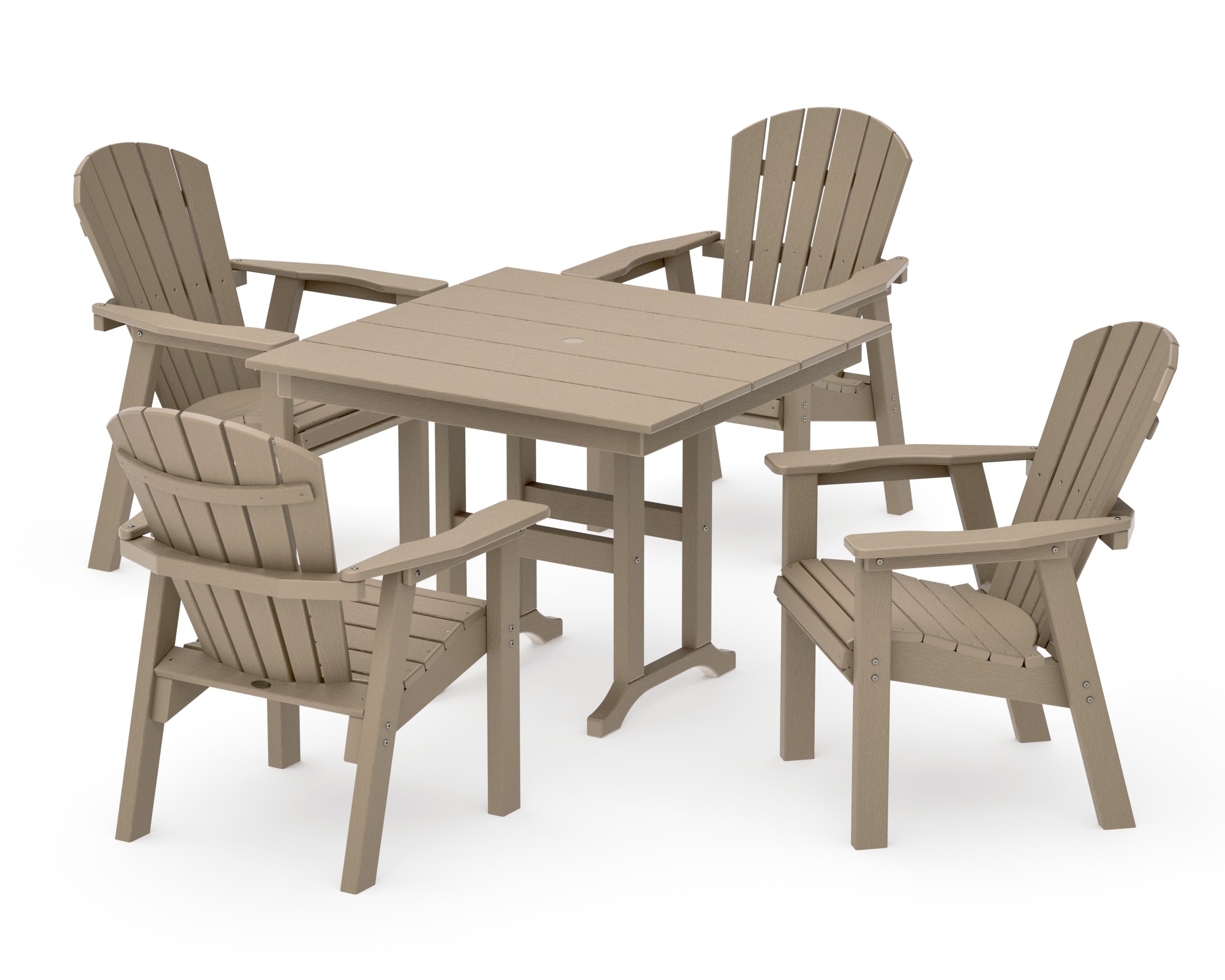 Seashell Chair 5-Piece Farmhouse Dining Set in Vintage Sahara