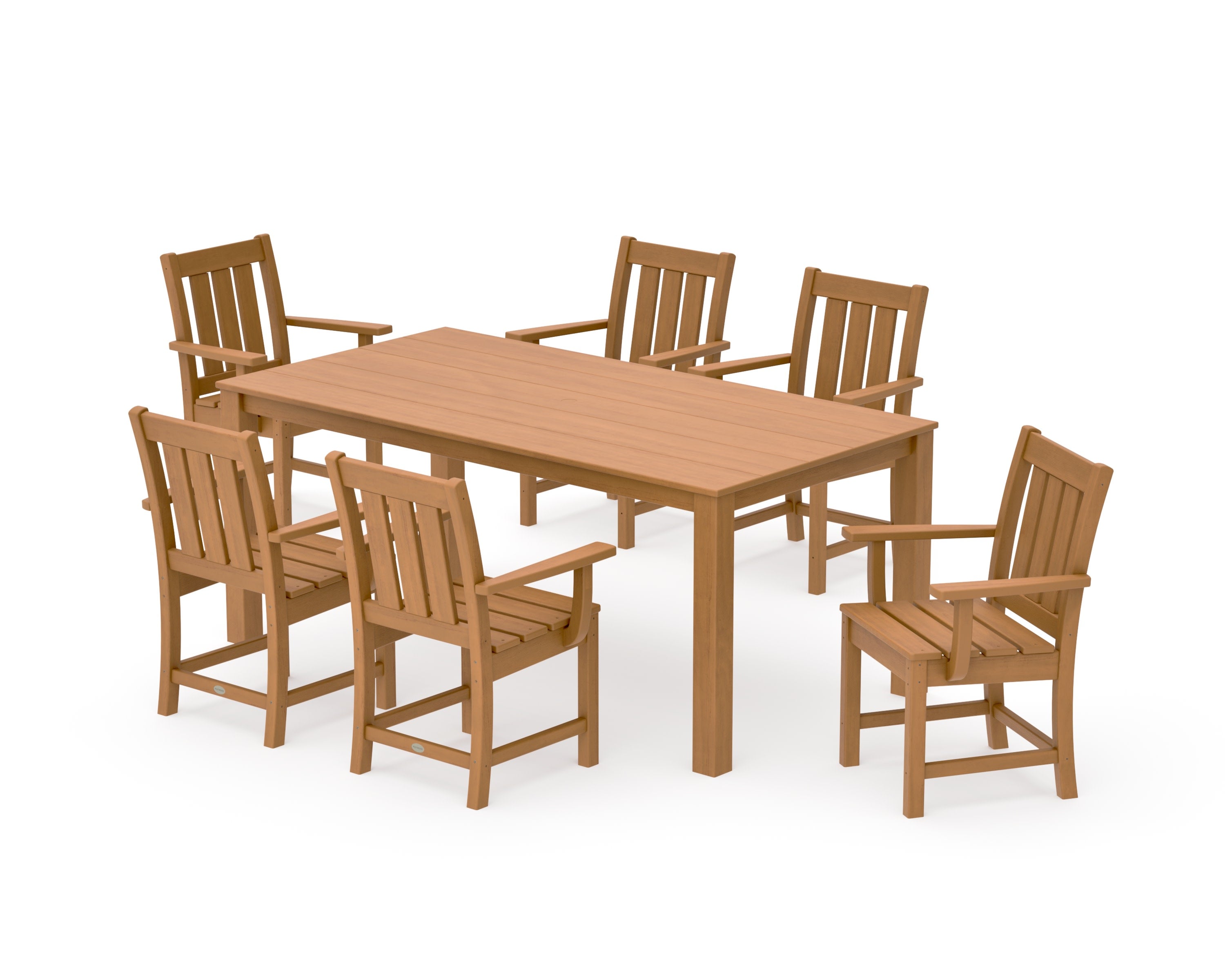 Oxford Arm Chair 7-Piece Parsons Dining Set in Natural