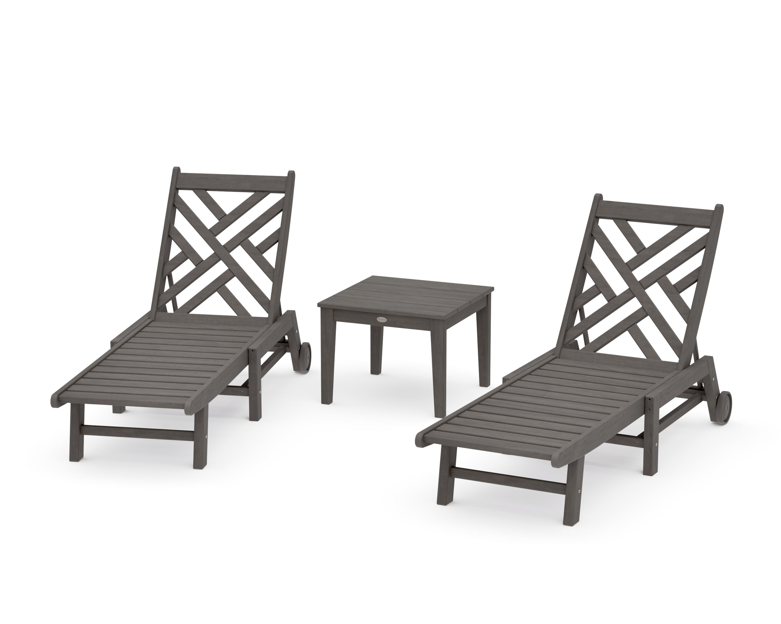 Chippendale 3-Piece Chaise Set with Wheels in Driftwood