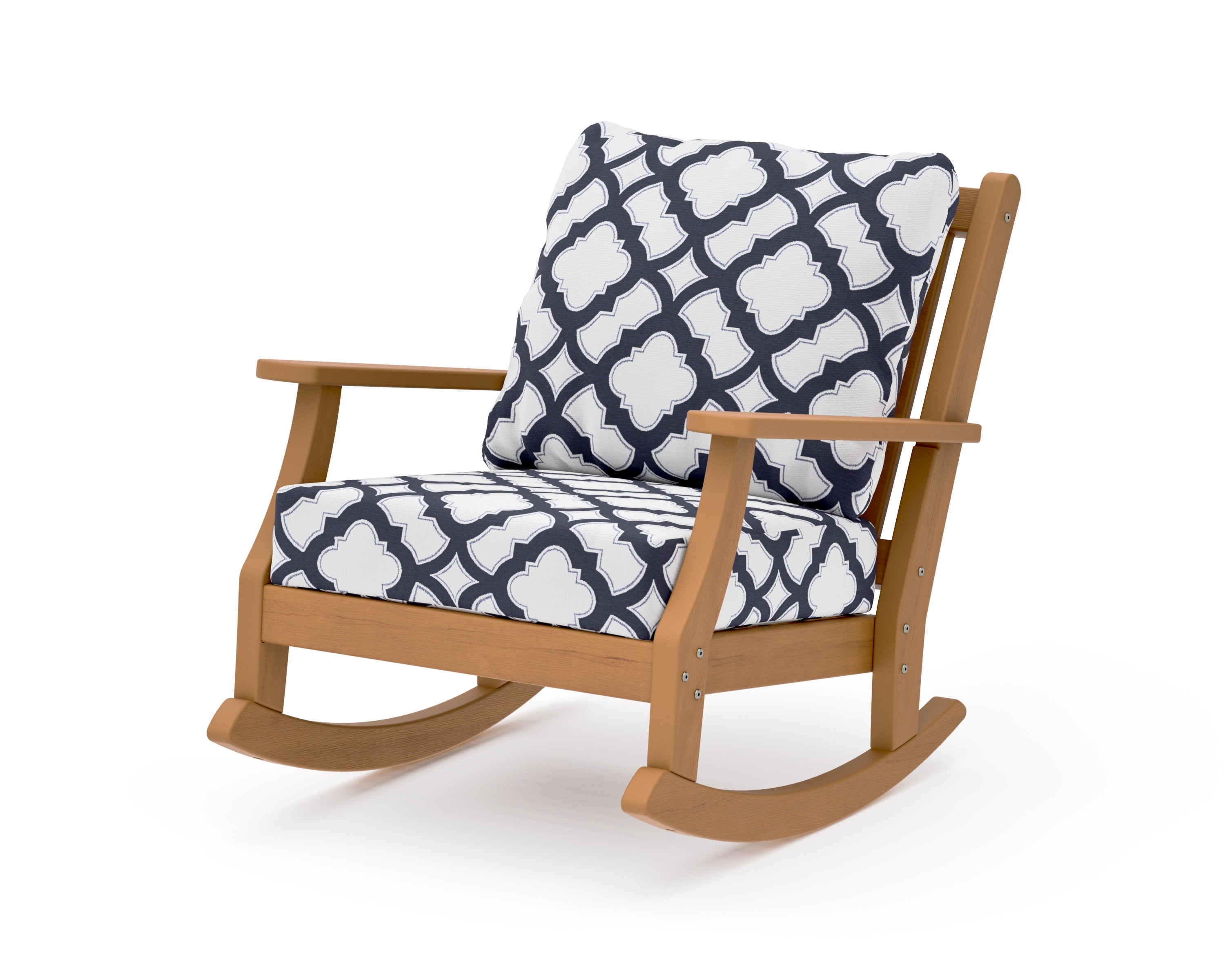 Wovendale Deep Seating Rocking Chair in Natural / Trellis Navy
