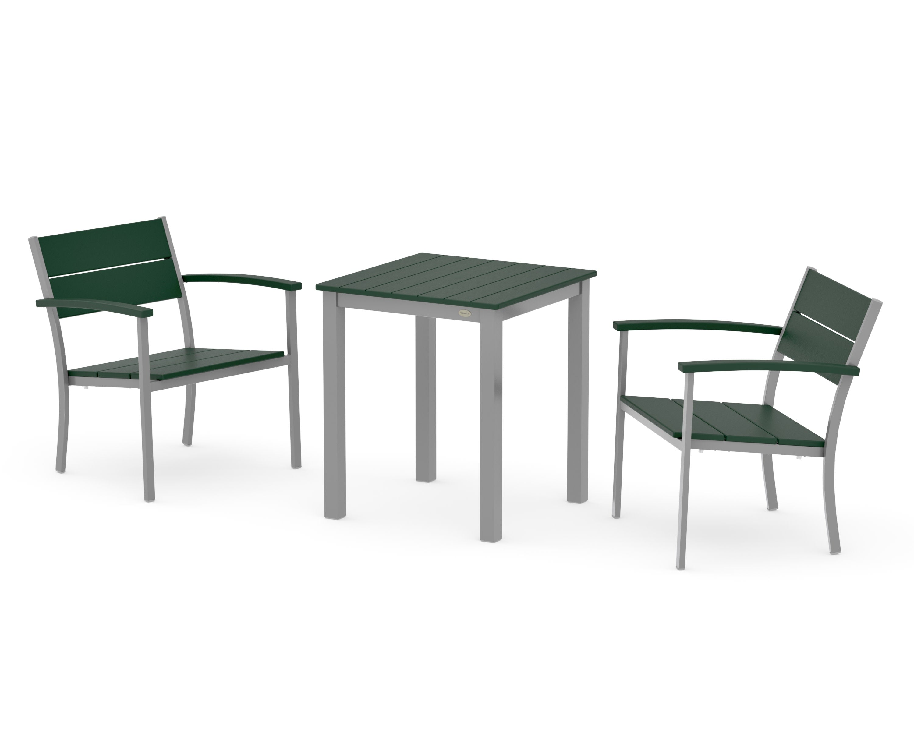 Main Street 3-Piece Square Dining Set in Silver / Green