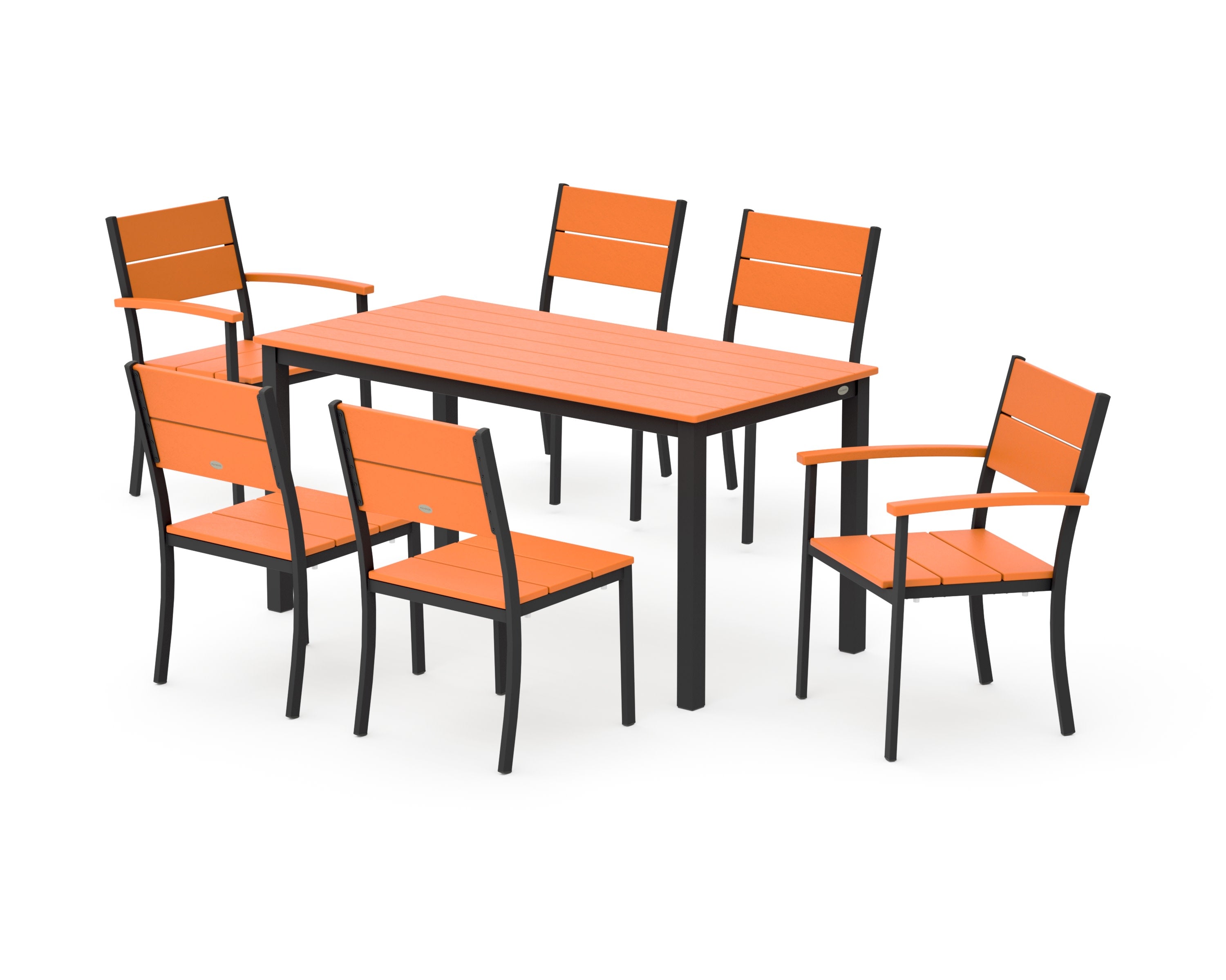 Main Street 7-Piece Dining Set in Black / Tangerine