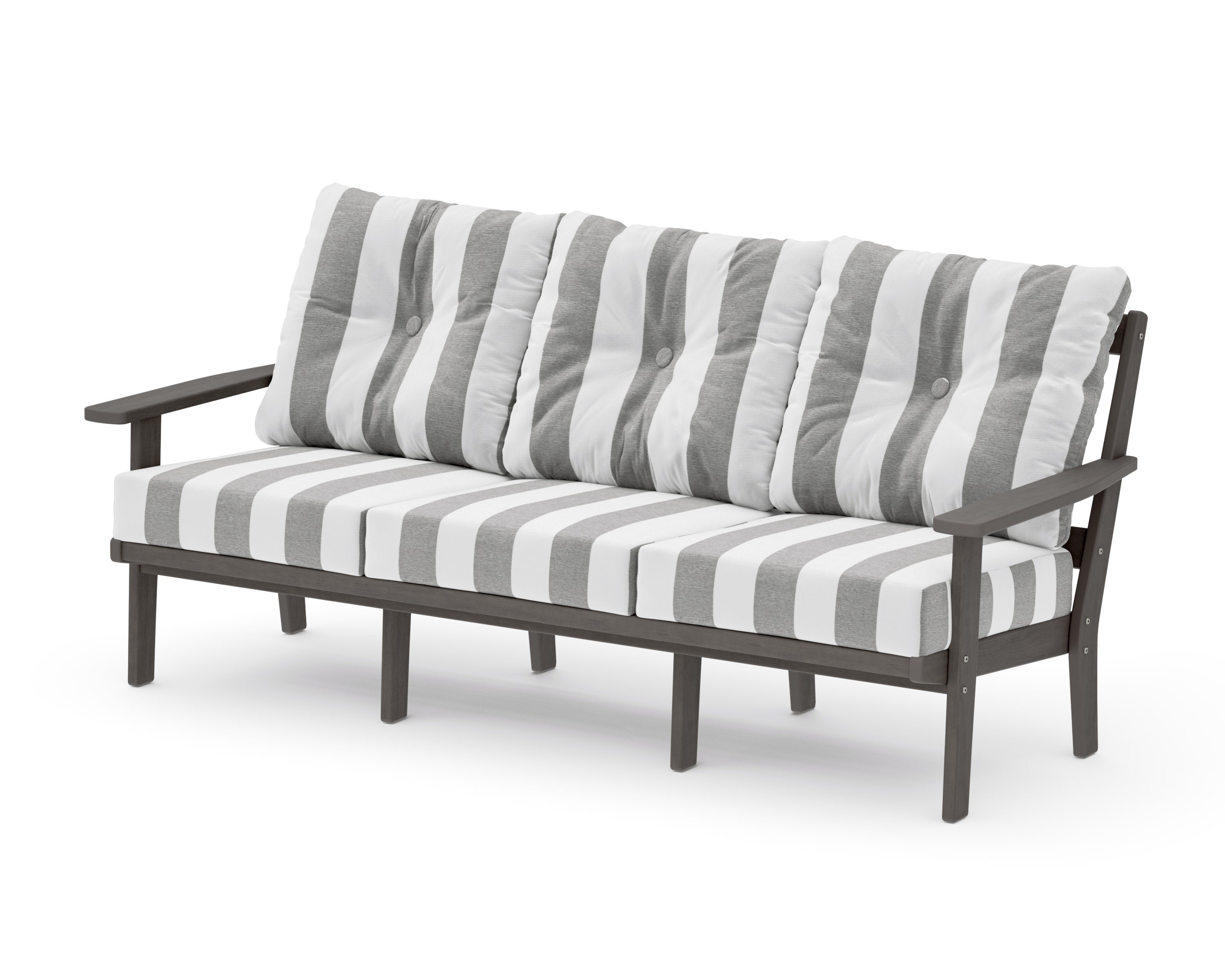 PrairieDeep Seating Sofa in Driftwood / Cabana Stripe Grey Mist