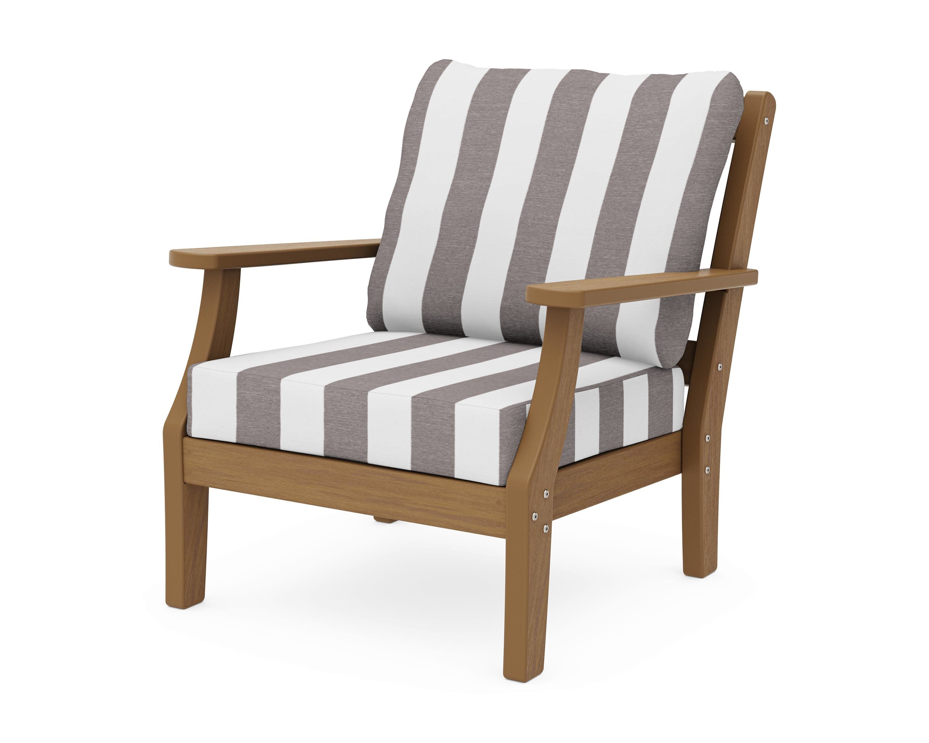 Chinoiserie Deep Seating Chair in Natural / Cabana Stripe Grey Mist