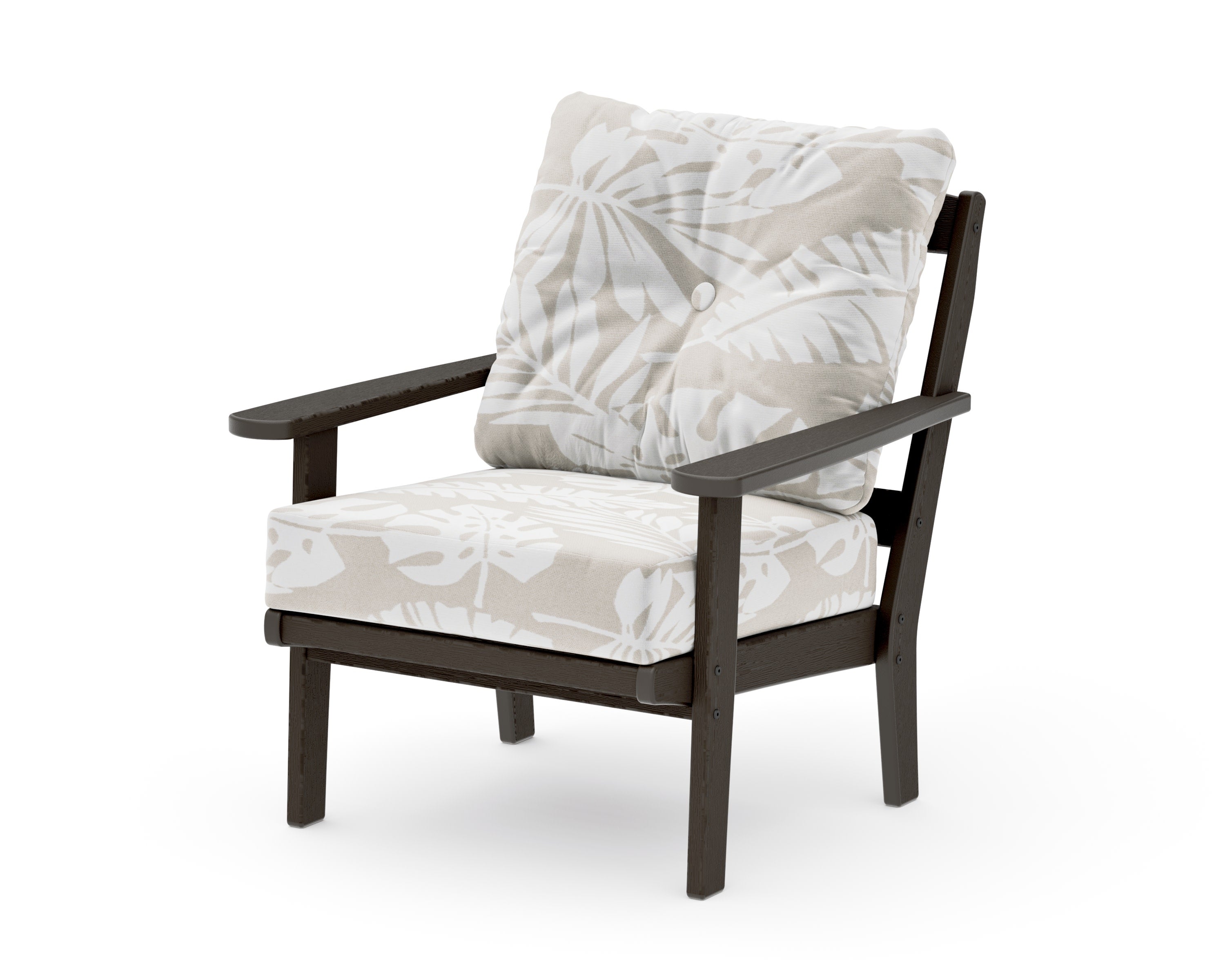 Mission Deep Seating Chair in Vintage Coffee / Leaf Dune Burlap