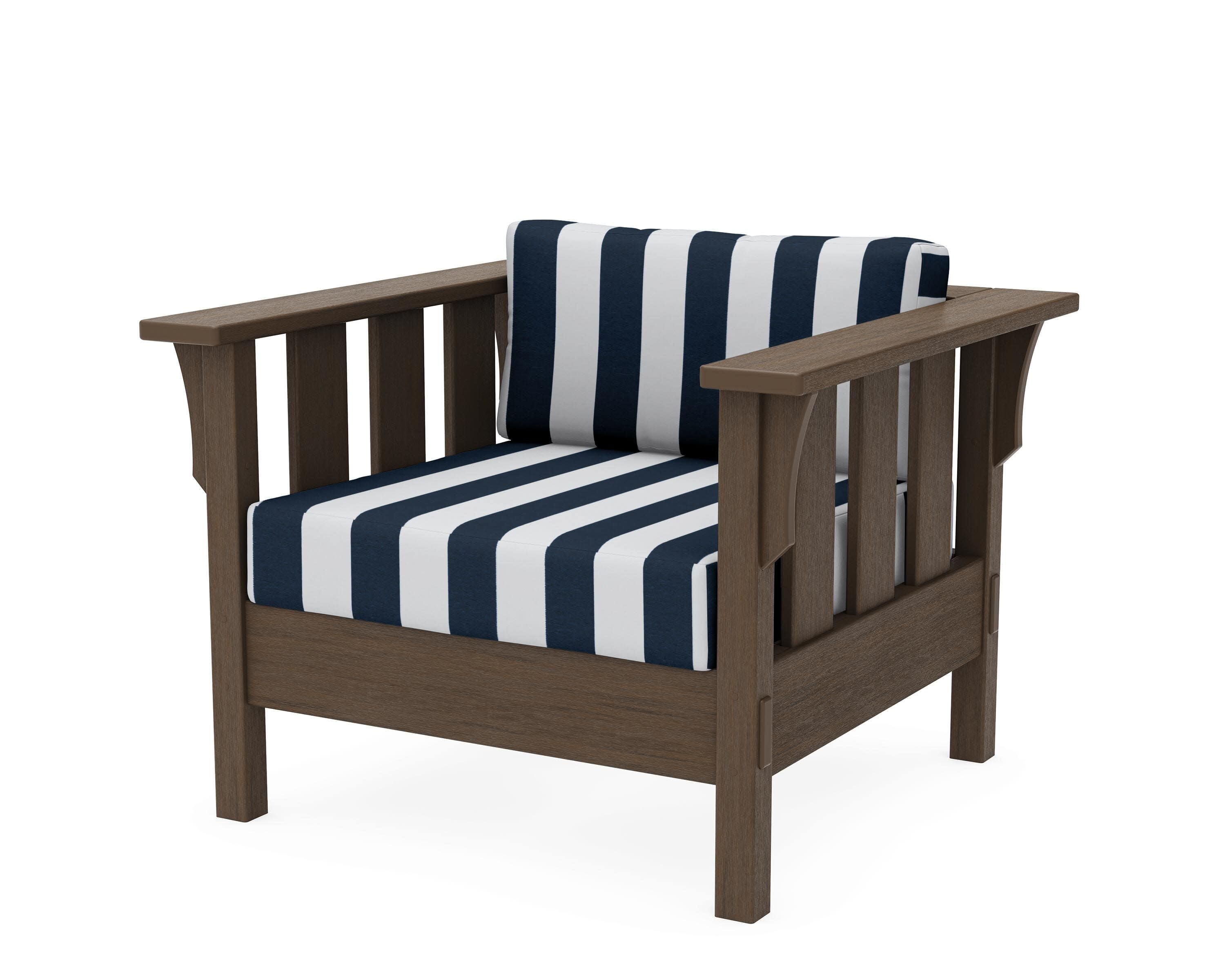 Acadia Deep Seating Chair in Kona / Cabana Stripe Marine Indigo
