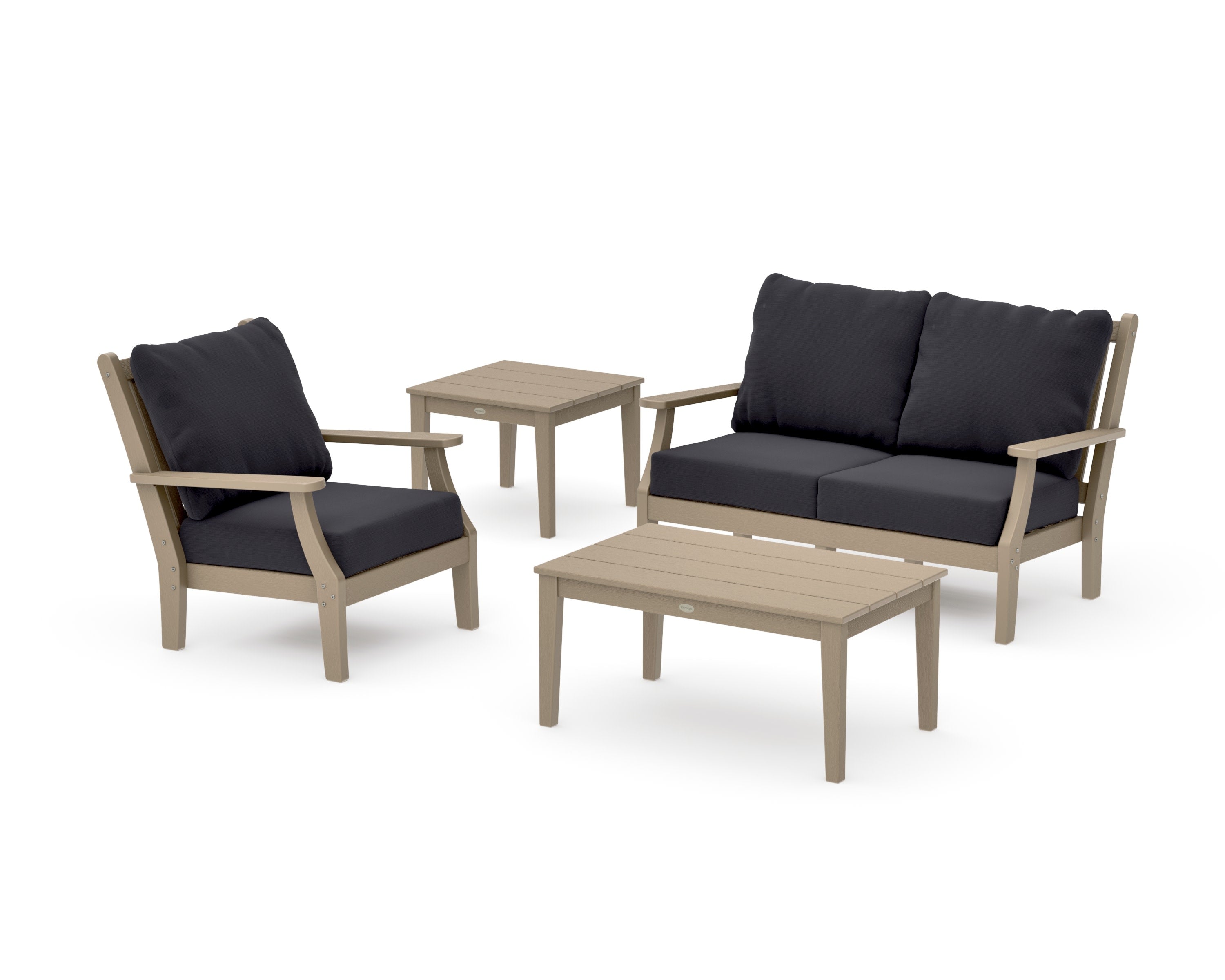 Wovendale 4-Piece Deep Seating Set in Vintage Sahara / Midnight Linen