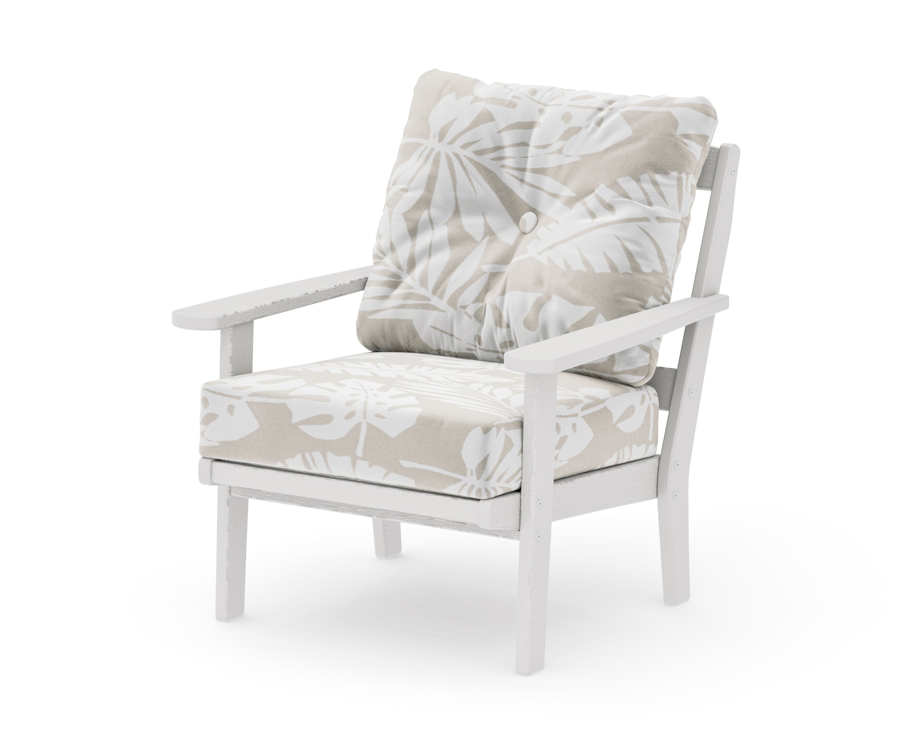 Mission Deep Seating Chair in Vintage White / Leaf Dune Burlap