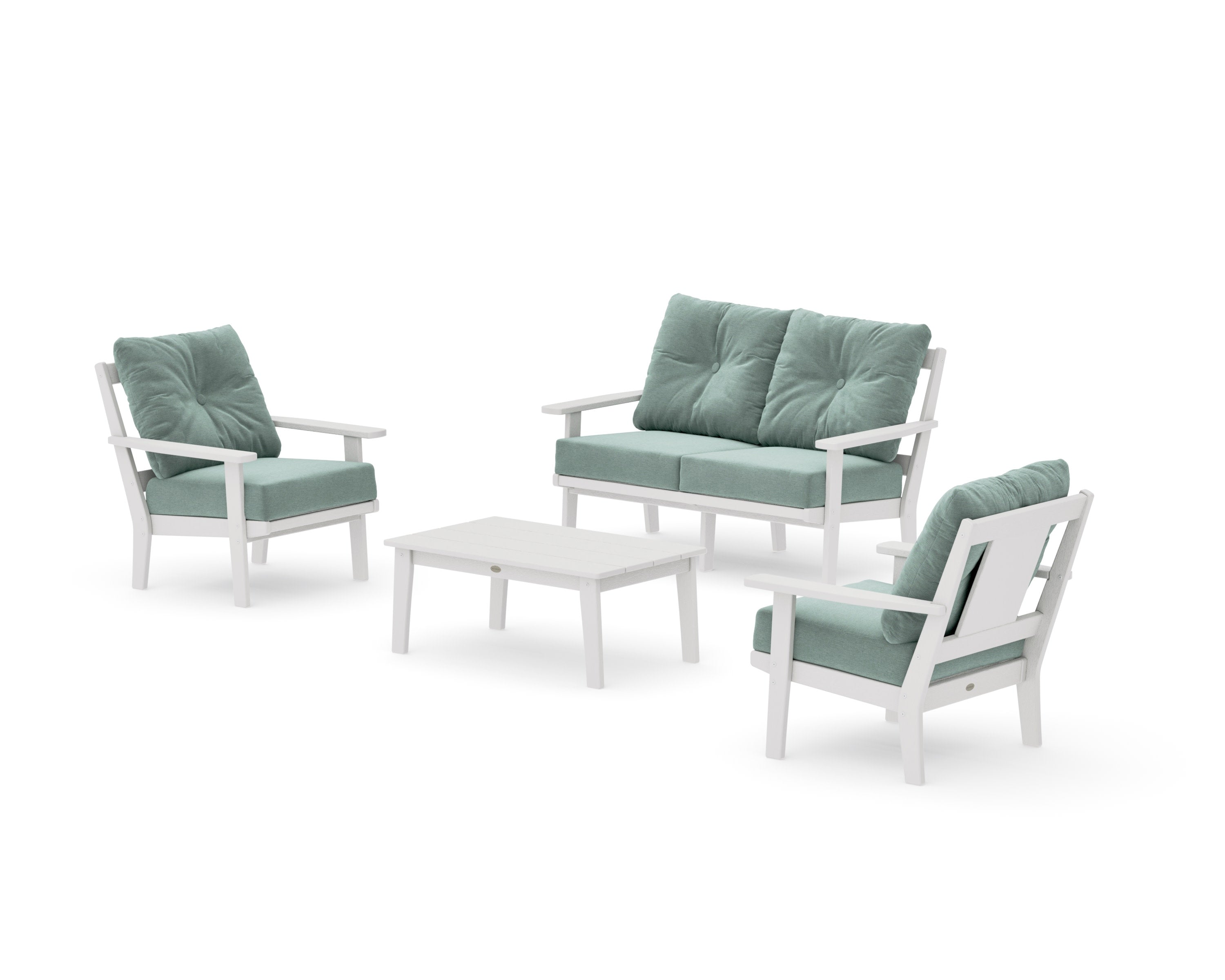 Prairie 4-Piece Deep Seating Set with Loveseat in Vintage White / Glacier Spa