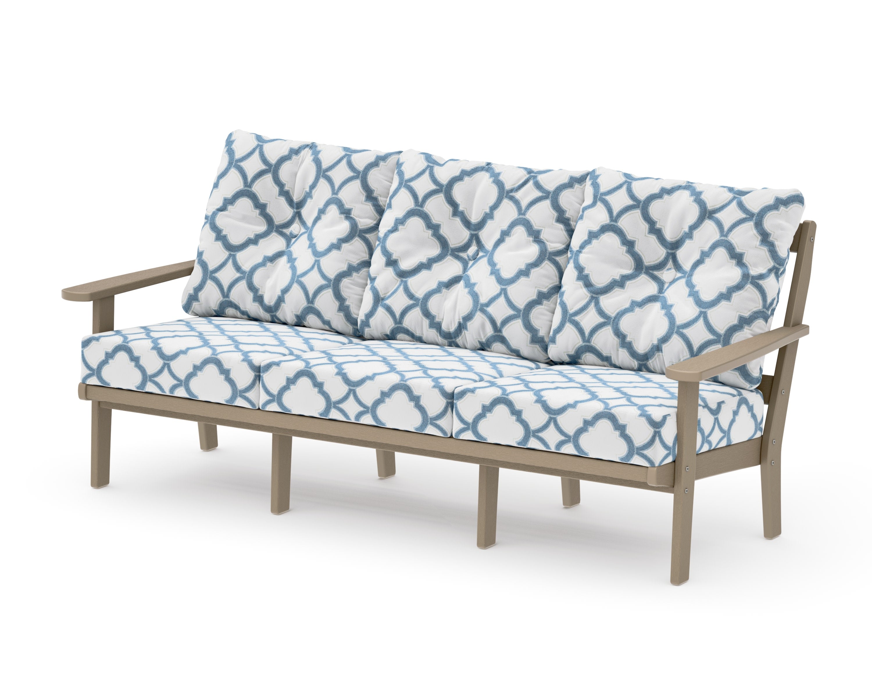 Mission Deep Seating Sofa in Vintage Sahara / Trellis Sky Blue