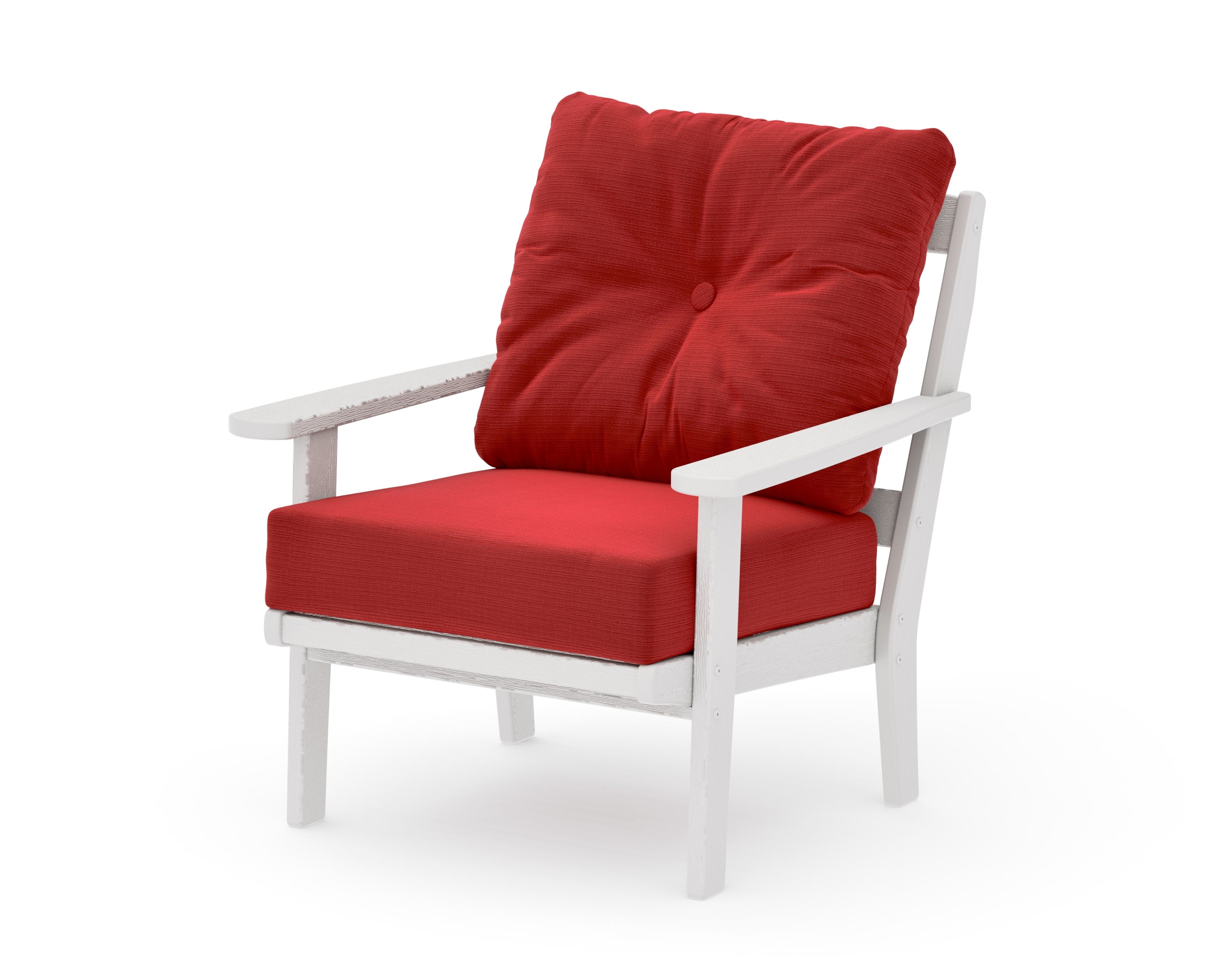 Mission Deep Seating Chair in Vintage White / Crimson Linen