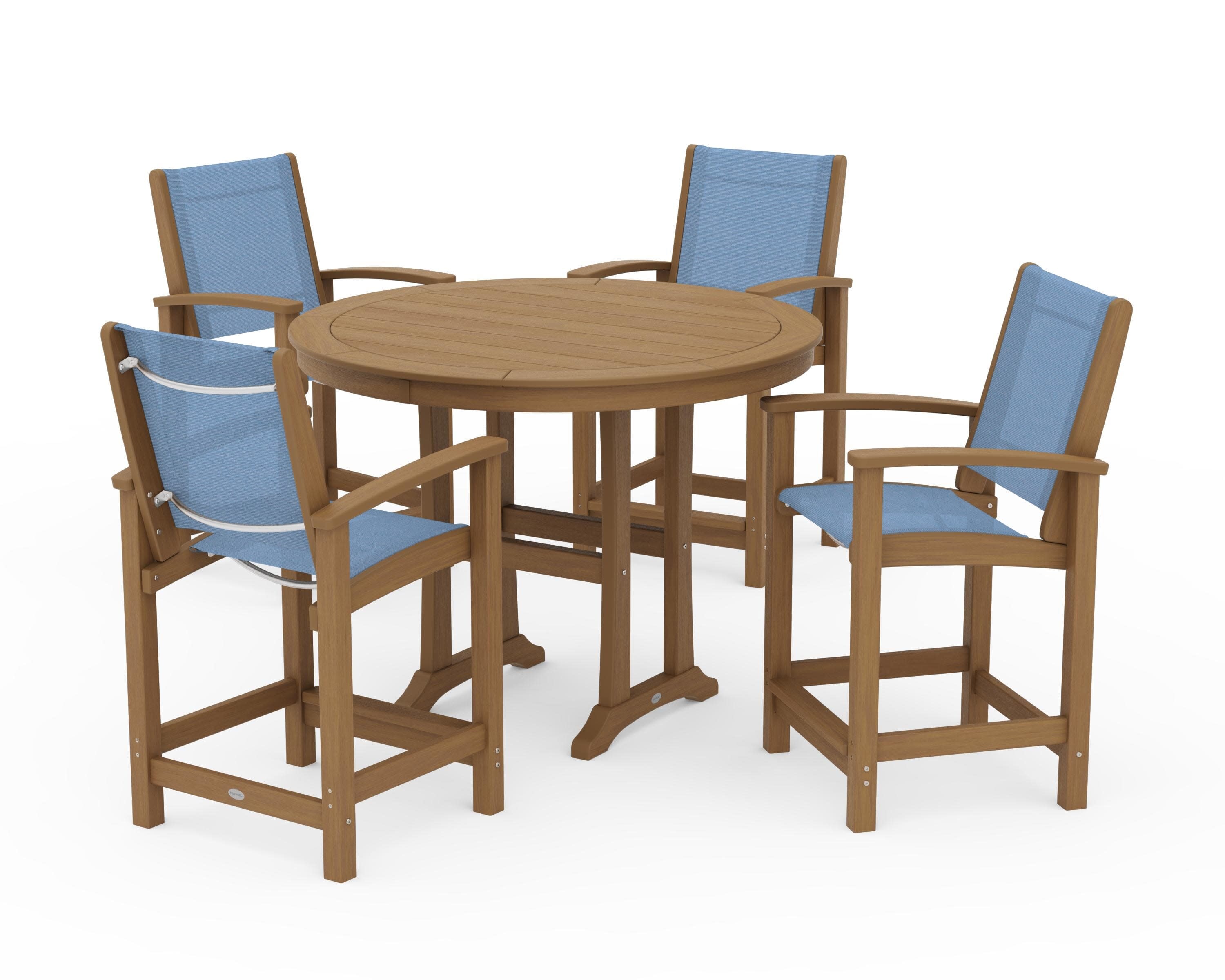 Coastal 5-Piece Counter Set in Natural / Poolside Sling