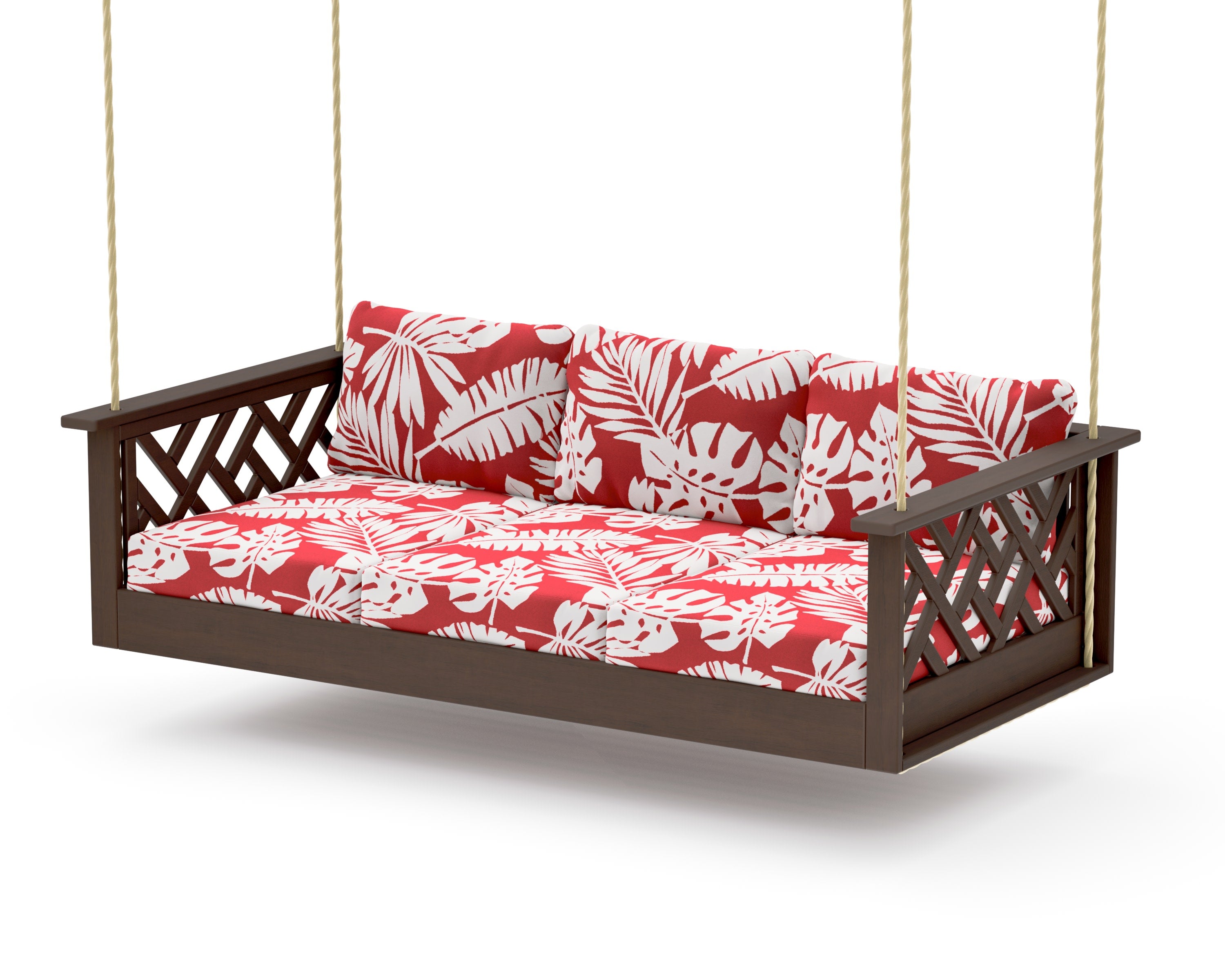 Chippendale Daybed Swing in Kona / Leaf Crimson