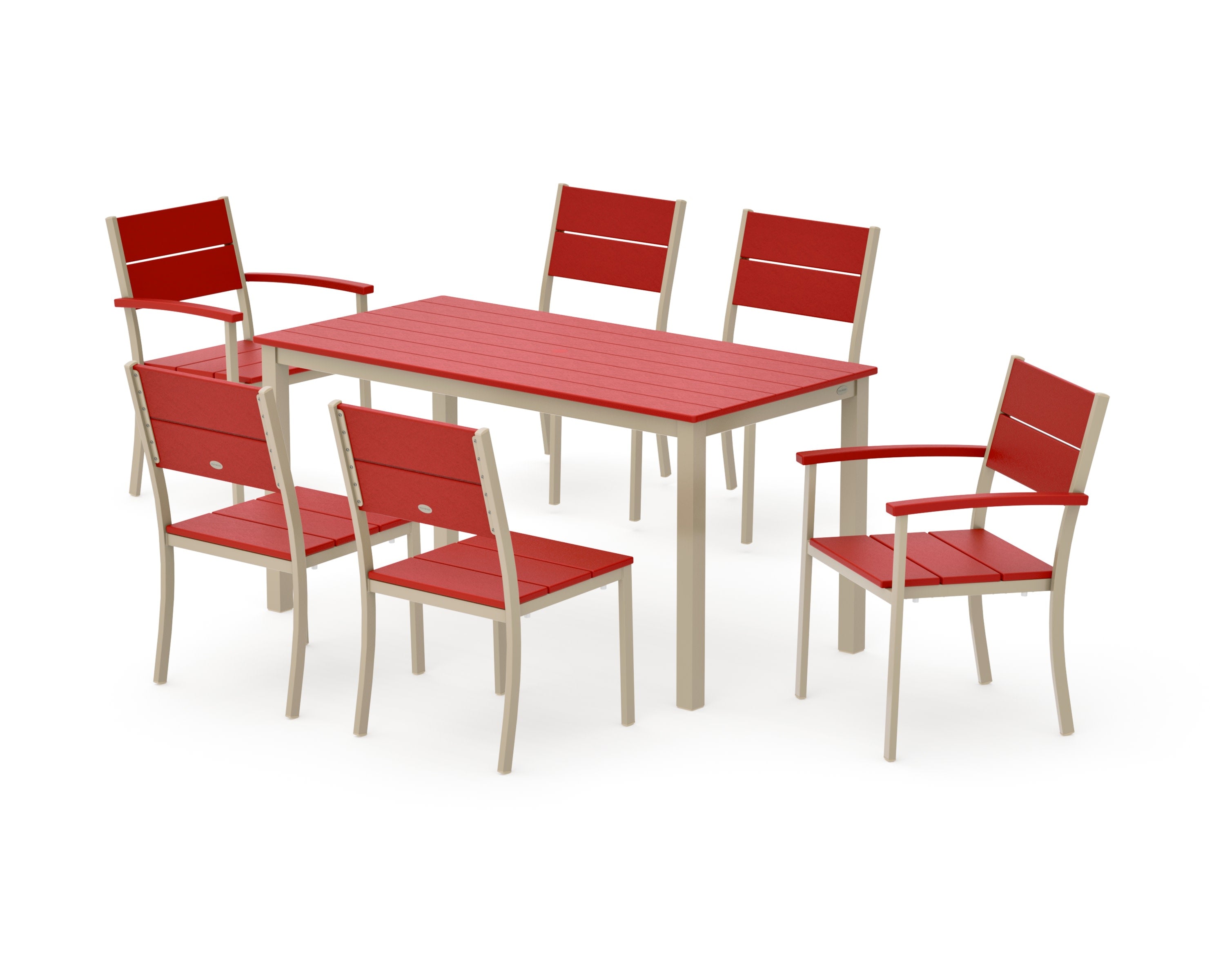 Main Street 7-Piece Dining Set in Sand / Sunset Red