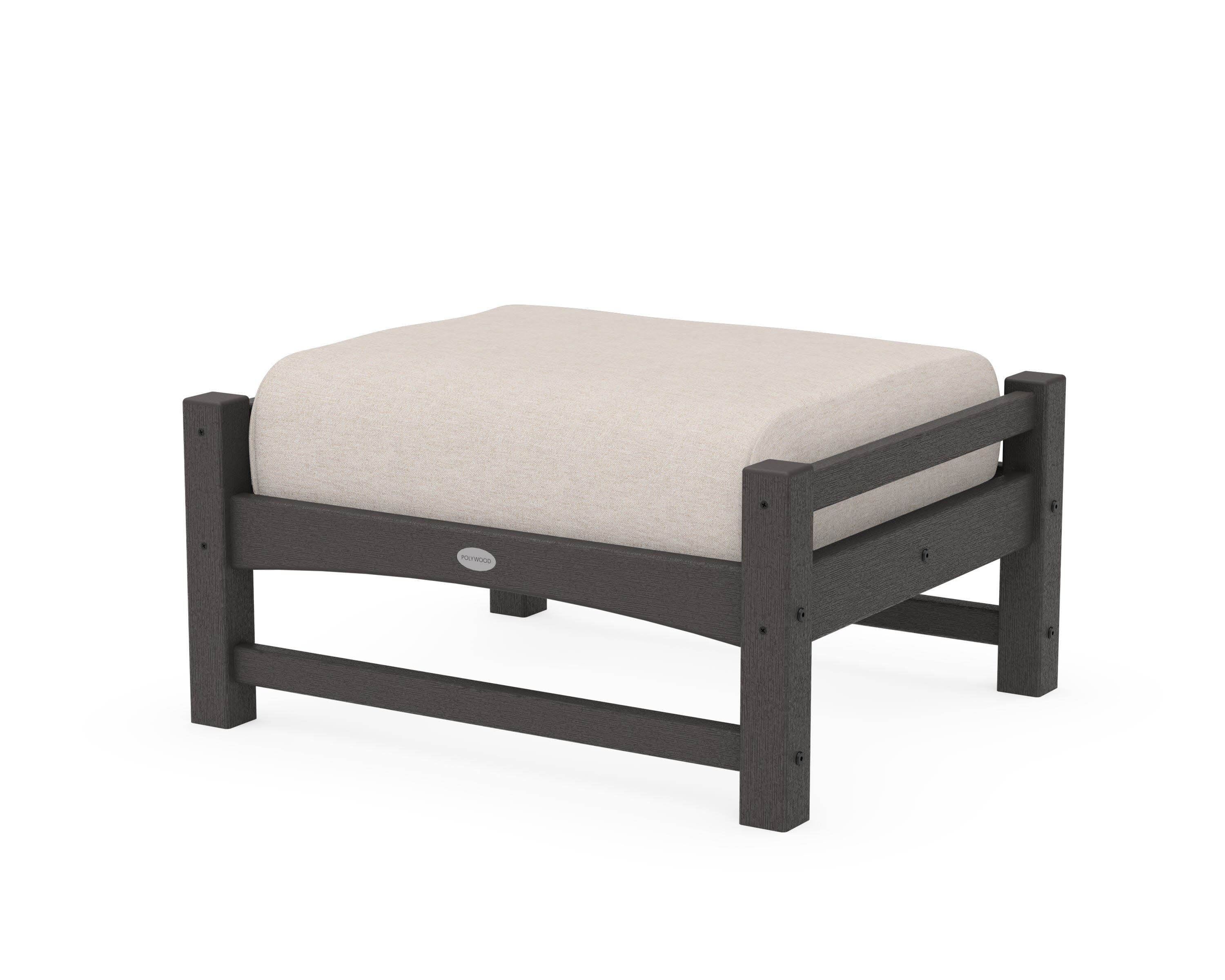 Club Ottoman in Vintage Coffee / Nuance Cloud