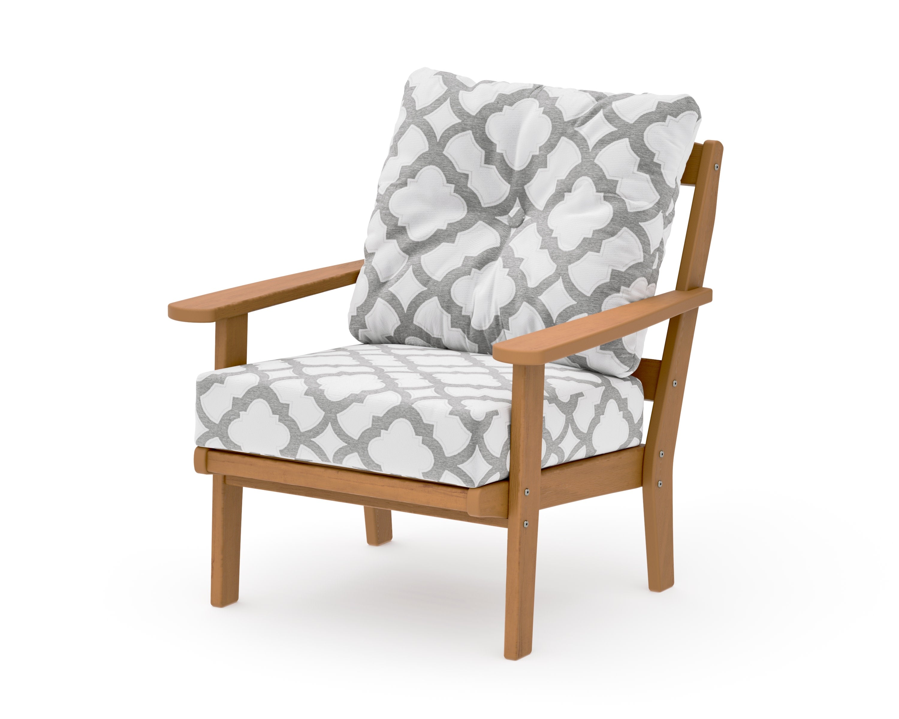 Mission Deep Seating Chair in Natural / Trellis Grey Mist