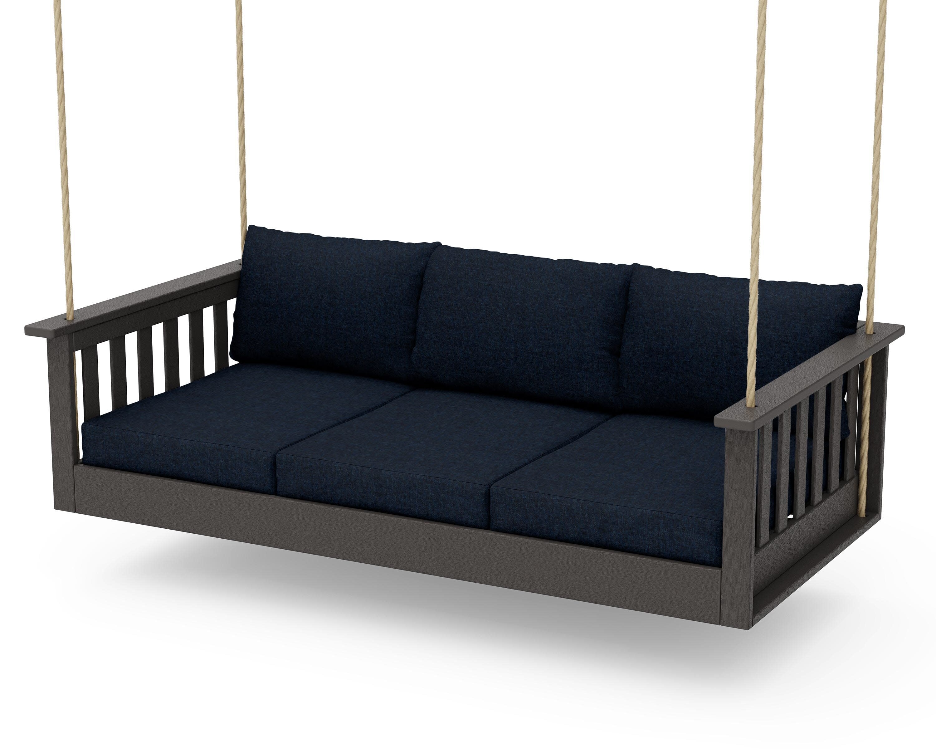 Vineyard Daybed Swing in Vintage Coffee / Marine Indigo