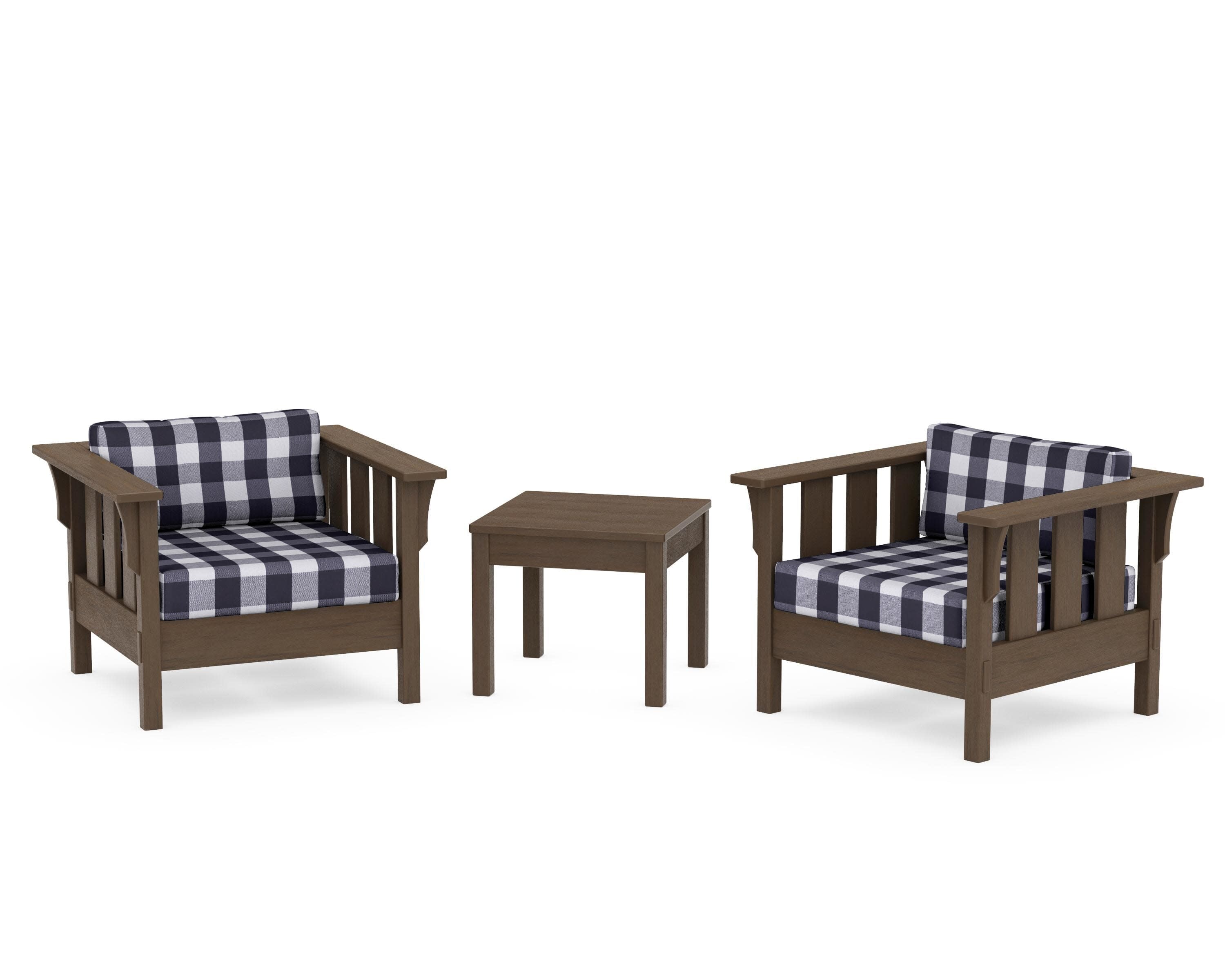 Acadia 3-Piece Deep Seating Set in Kona / Buffalo Plaid Navy