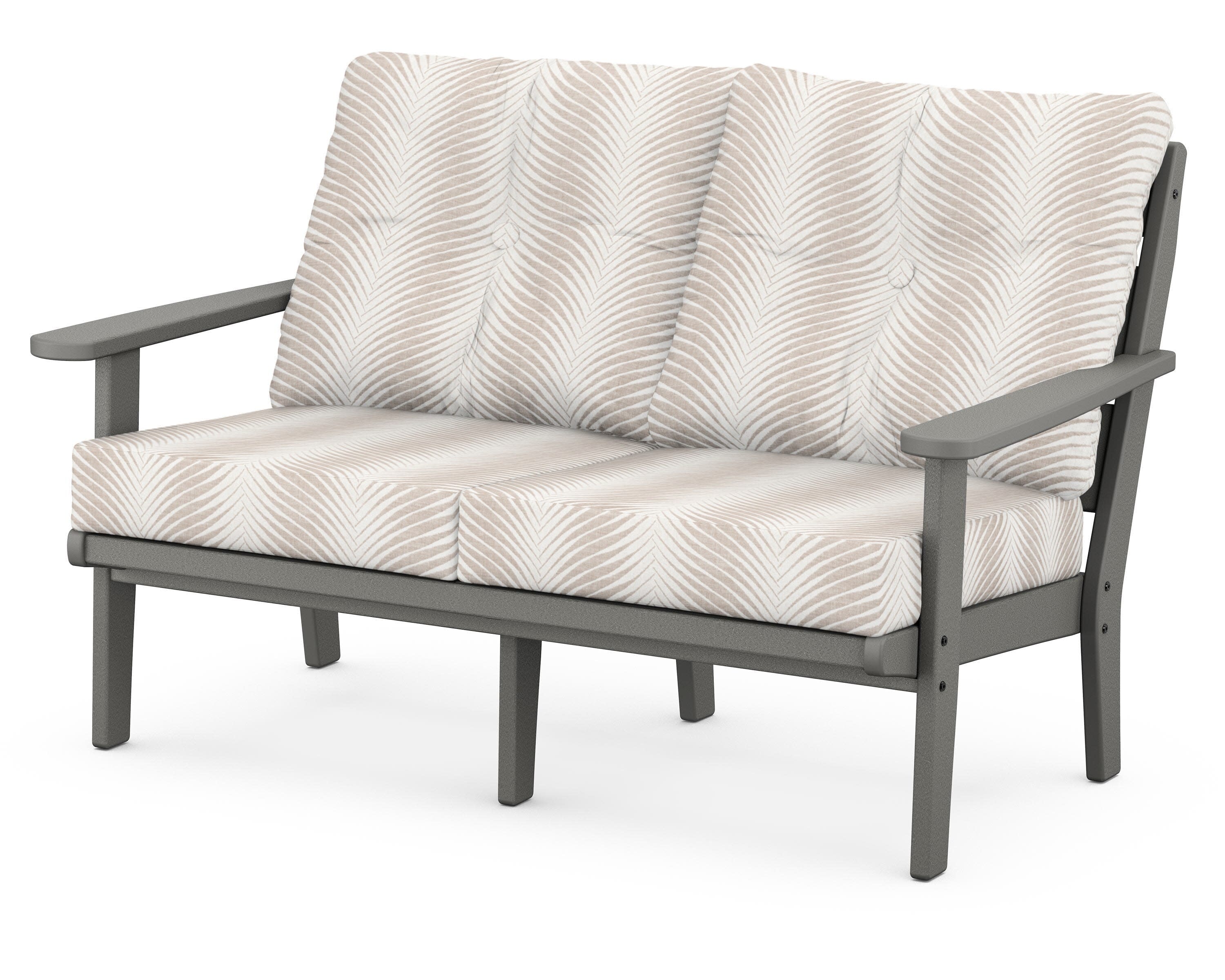 Lakeside Deep Seating Loveseat in Slate Grey / Clock Out Cloud