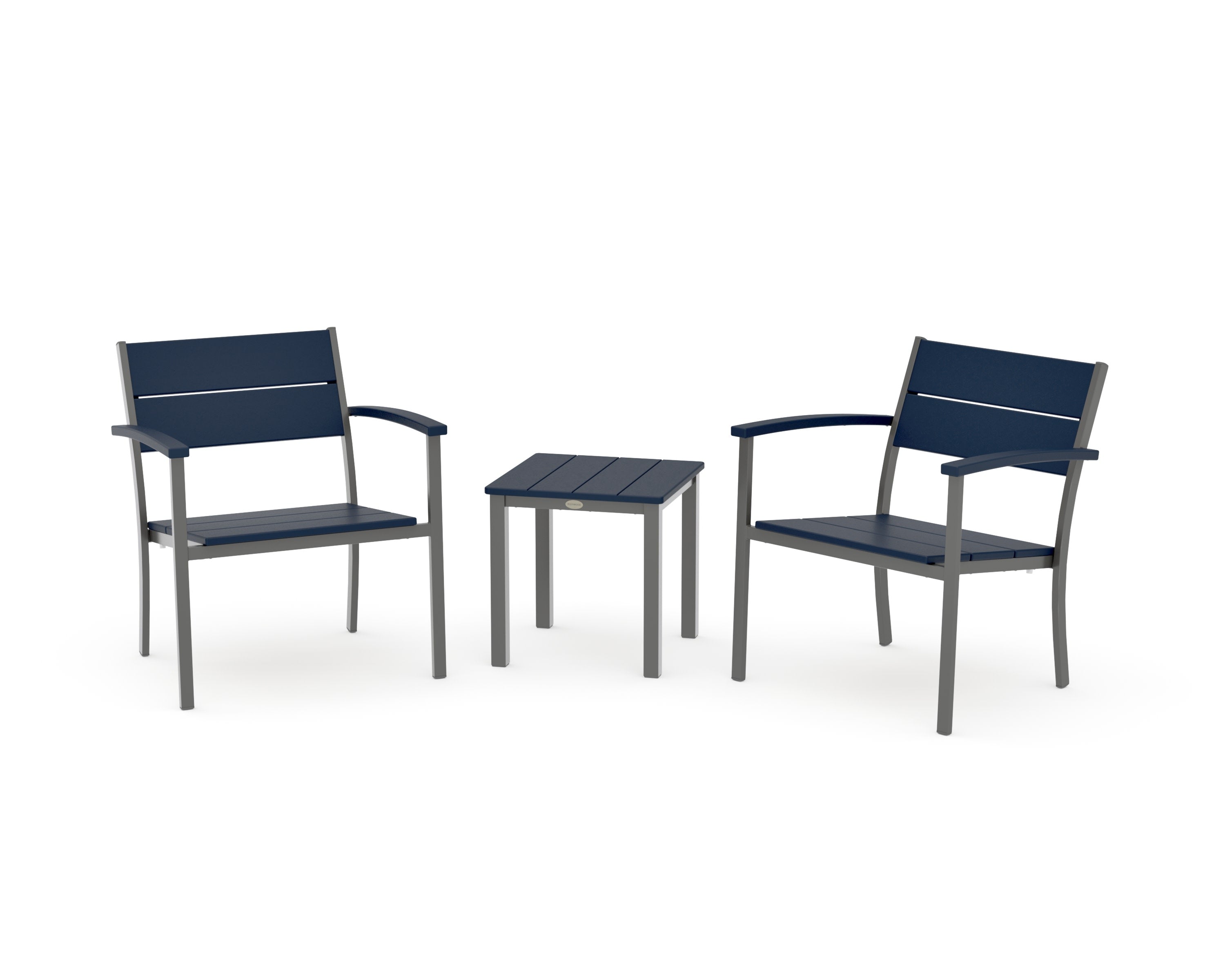 Main Street 3-Piece Lounge Chair Set in Charcoal / Navy