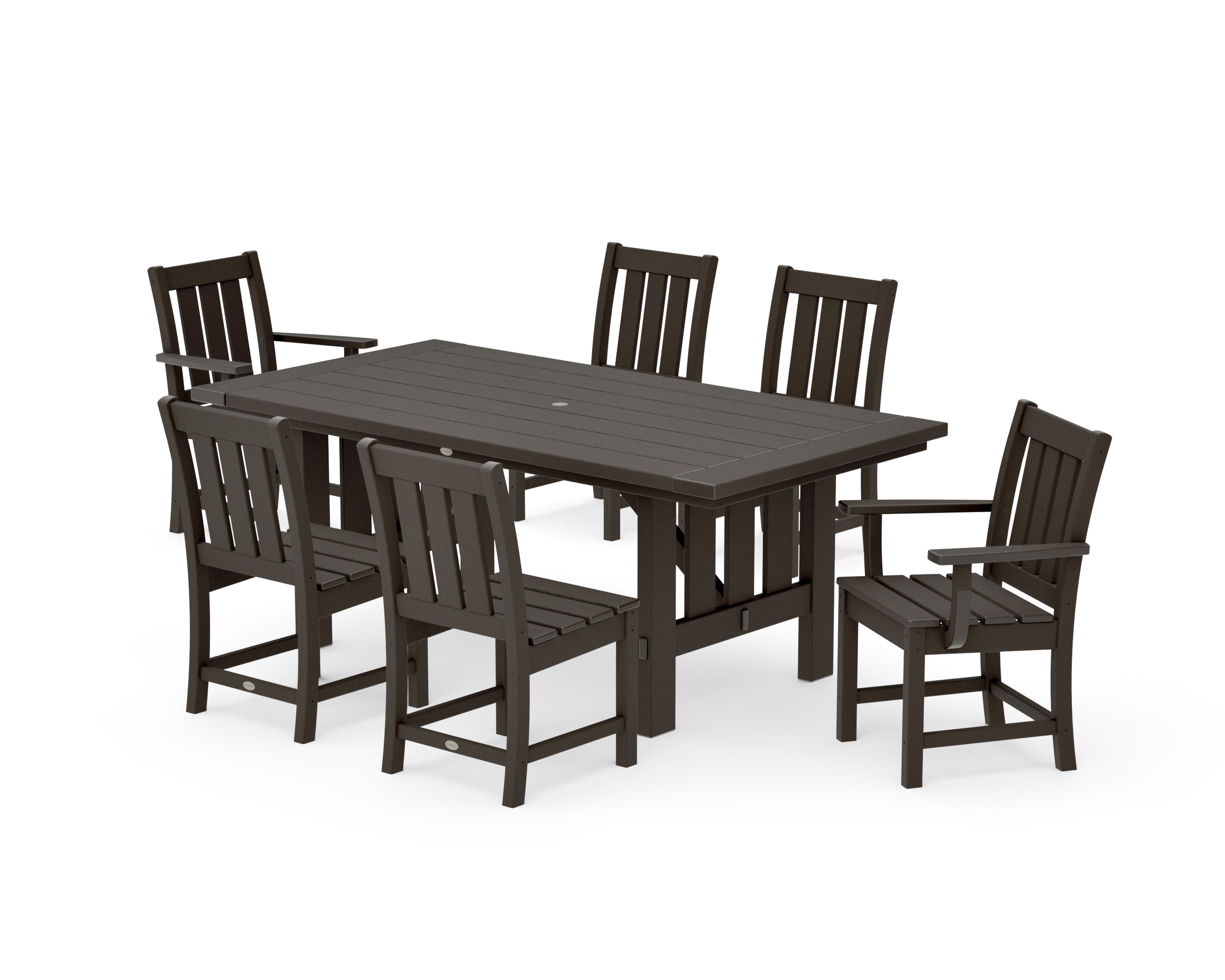 Oxford 7-Piece Dining Set with Mission Table in Vintage Coffee